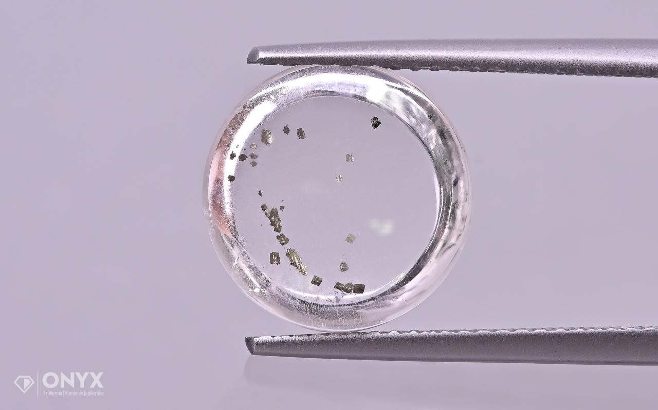 Křemen s pyritem konvexní destička kulatá fi 12 mm