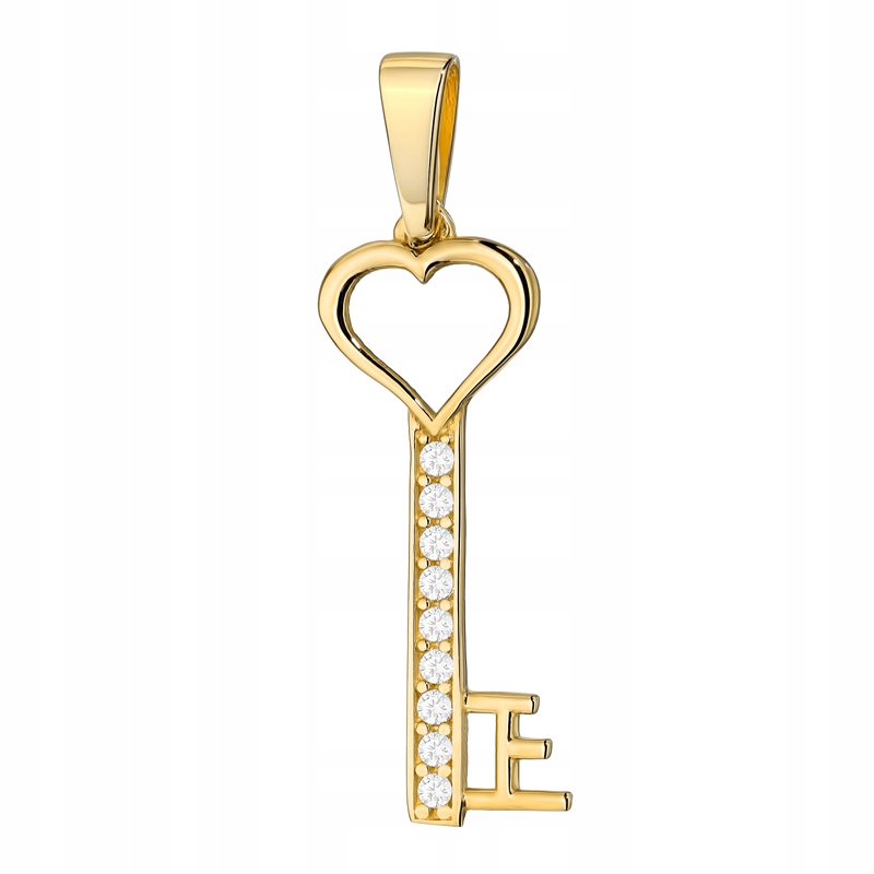 Zlatý Přívěsek Přívěsek pr. 585 Klíč se Srdcem a zirkony 14k