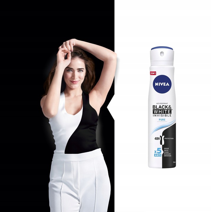 NIVEA BLACK&WHITE INVISIBLE PURE ANTYPERSPIRANT W SPRAY'U 250 ML Marka Nivea