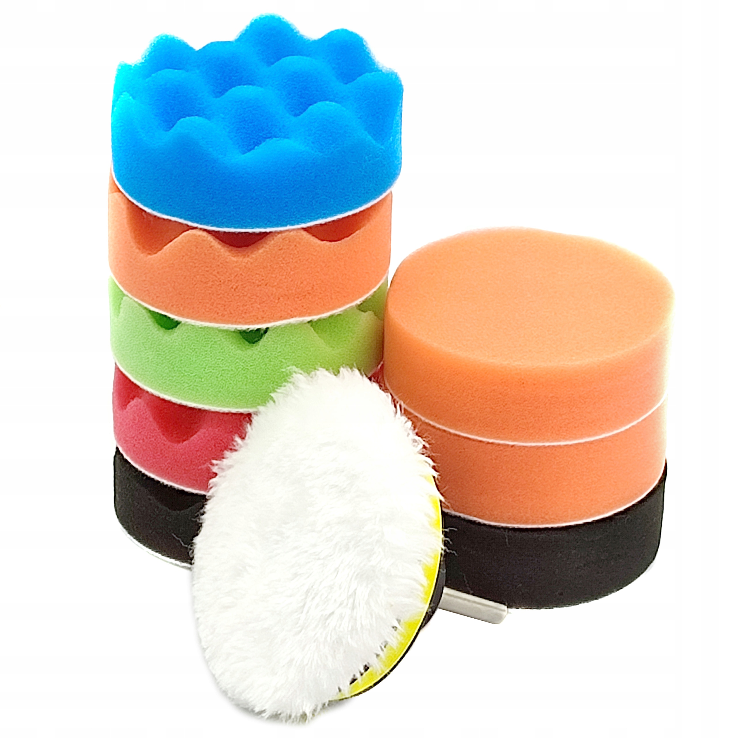 Zestaw Gąbek Polerskich Pady Na Wiertarkę 80 MM Gąbka Polerska Dysk Rzep