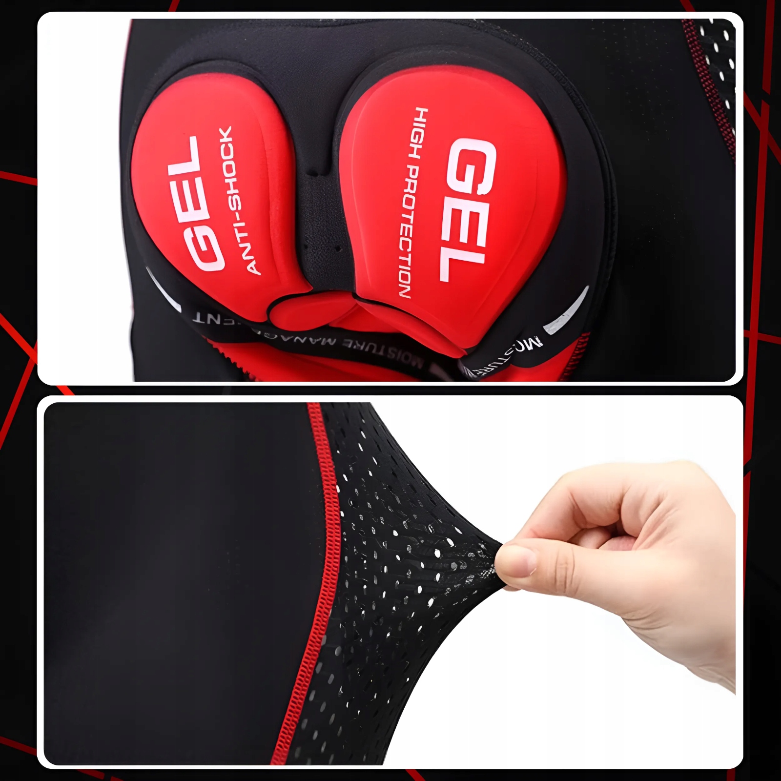 SPODENKI ROWEROWE SZORTY KOLARSKIE BOKSERKI MĘSKIE Z WKŁADKĄ 3D ŻELOWĄ XXL Rozmiar XXL