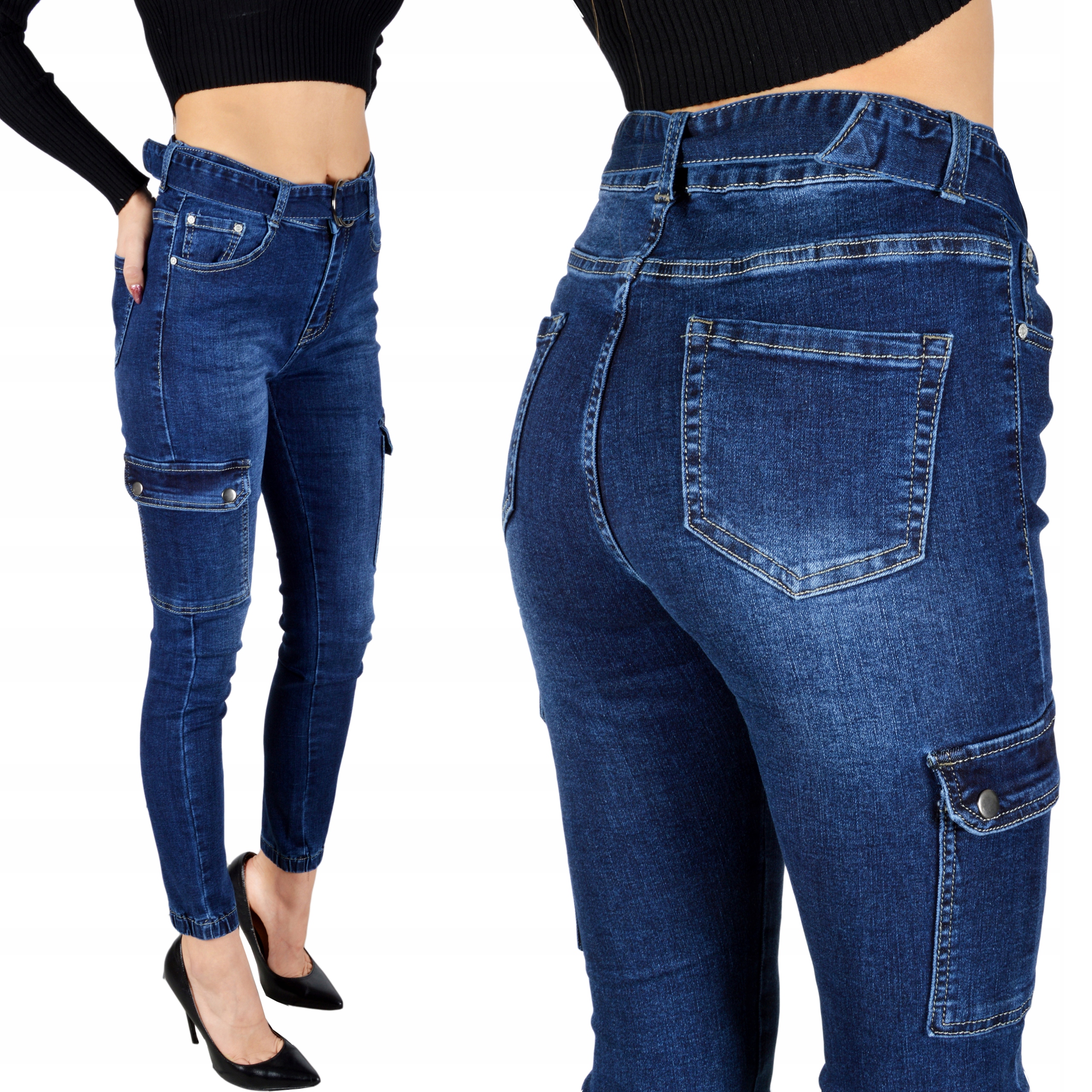 

Jeansy Damskie Spodnie Jeansowe Bojówki Joggery