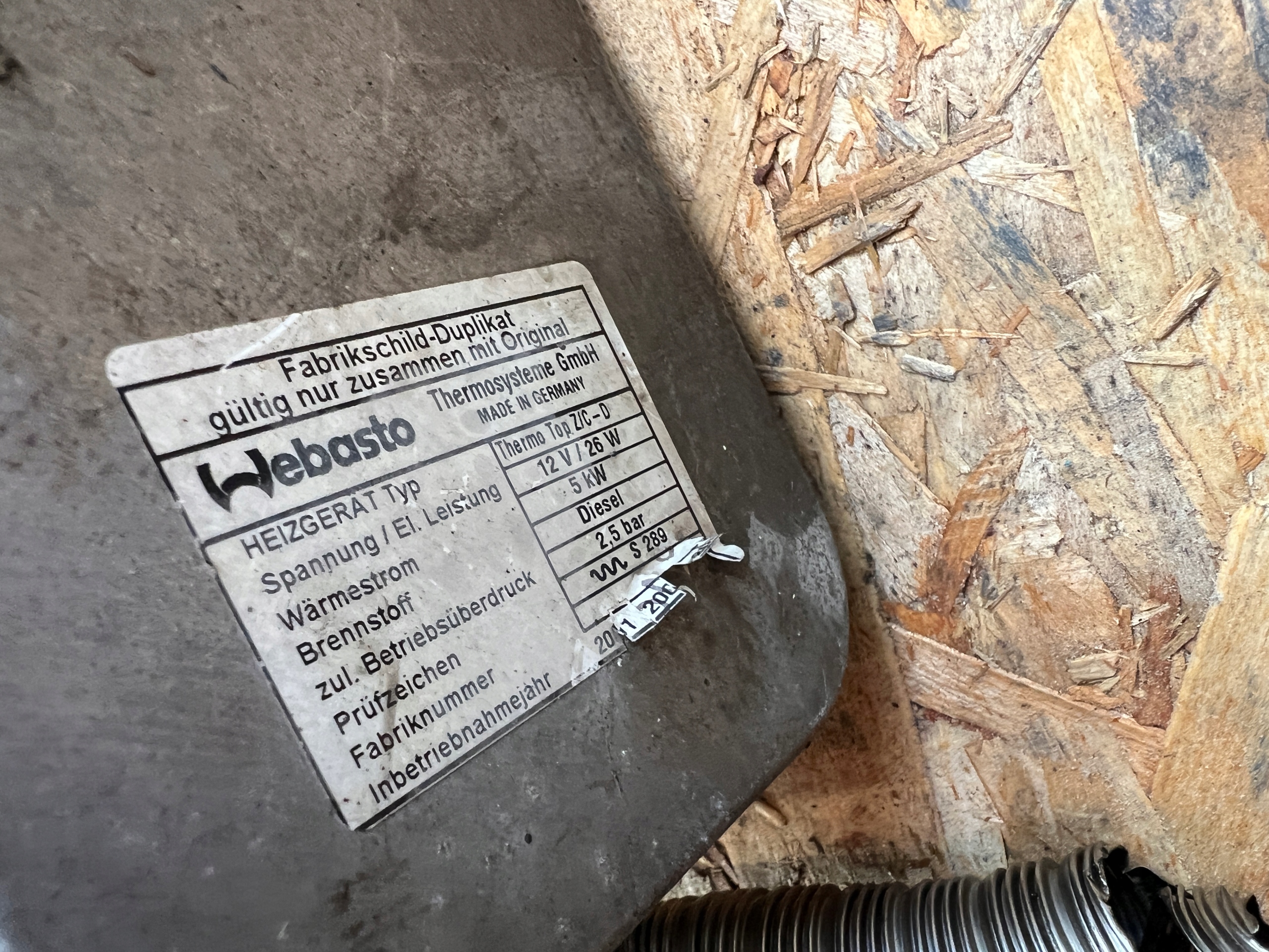 WEBASTO THERMO TOP Z/C-D CHRYSLER VOYAGER IV 2.5 CRD 98368B