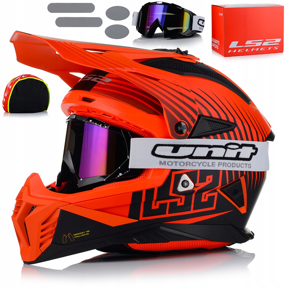 Motocyklová Prilba LS2 MX708 Fast II Duck Fluo Lehká Enduro Cross Atv Okuliare