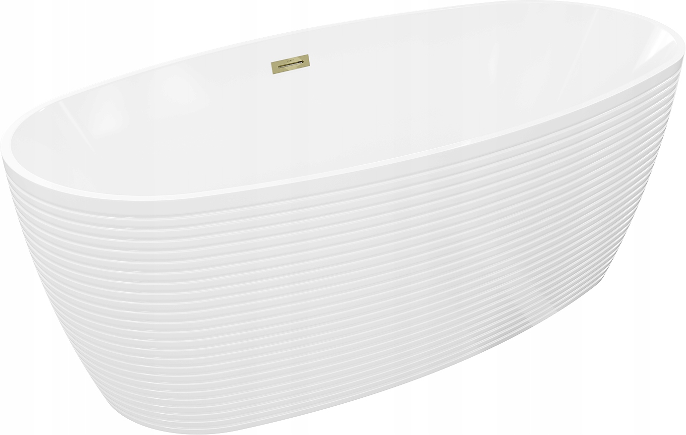 Wanna wolnostojąca 170x80 Mexen Lira akrylowa biała wzór przelew złoty
