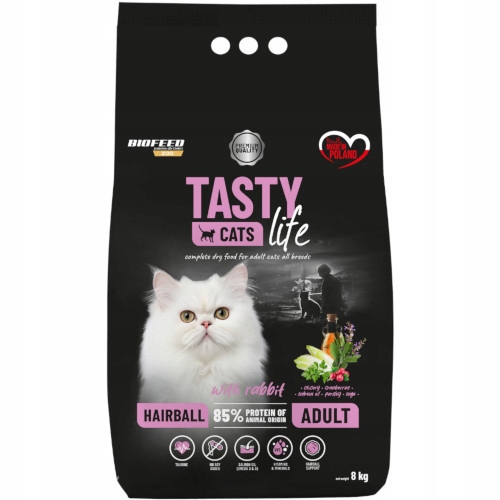 Biofeed Tasty Cats Life Hairball z królikiem 8kg