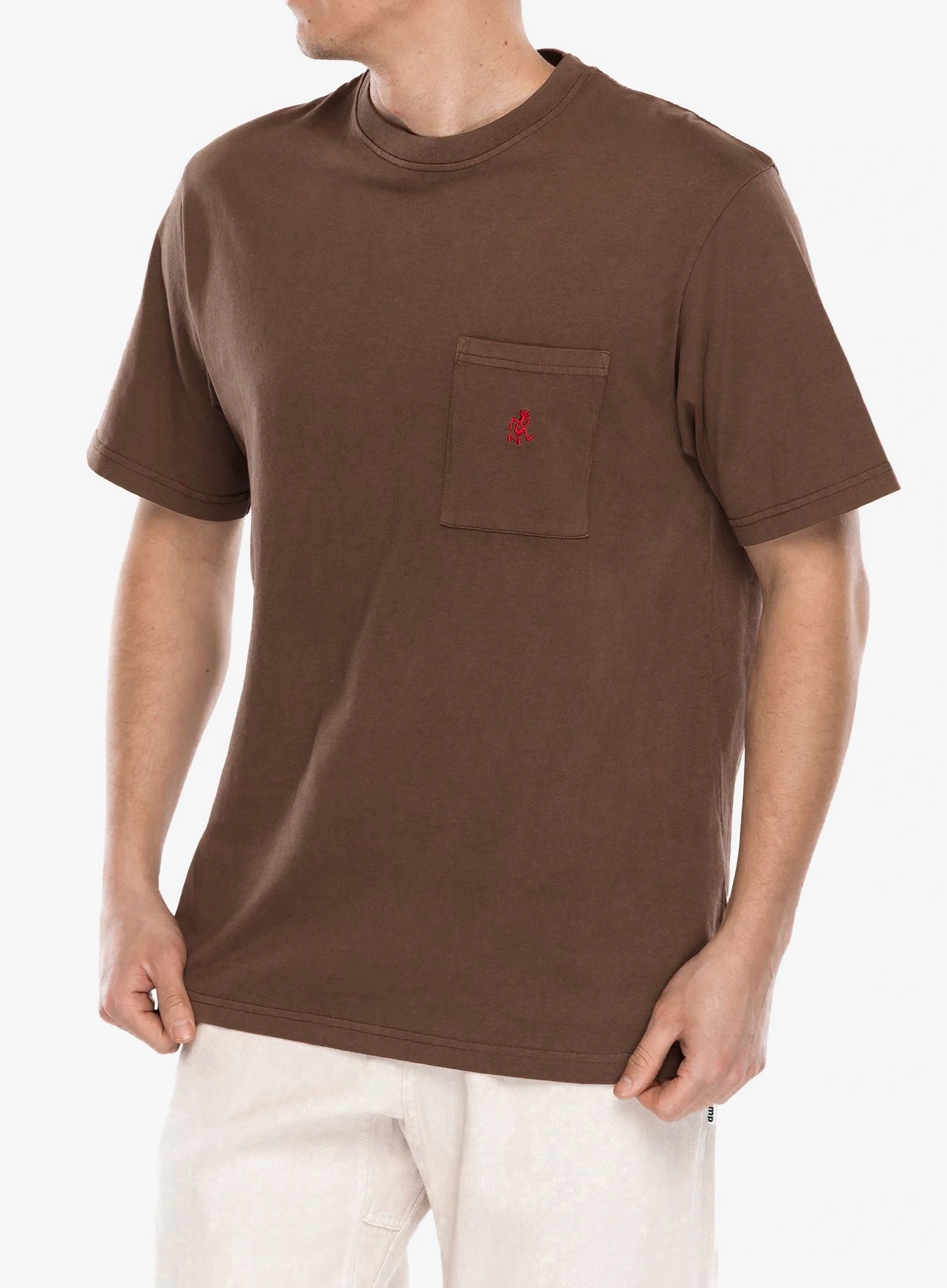 Bavlněné tričko Gramicci One Point Tee Pigment Dyed hnědý pigment, velikost XL