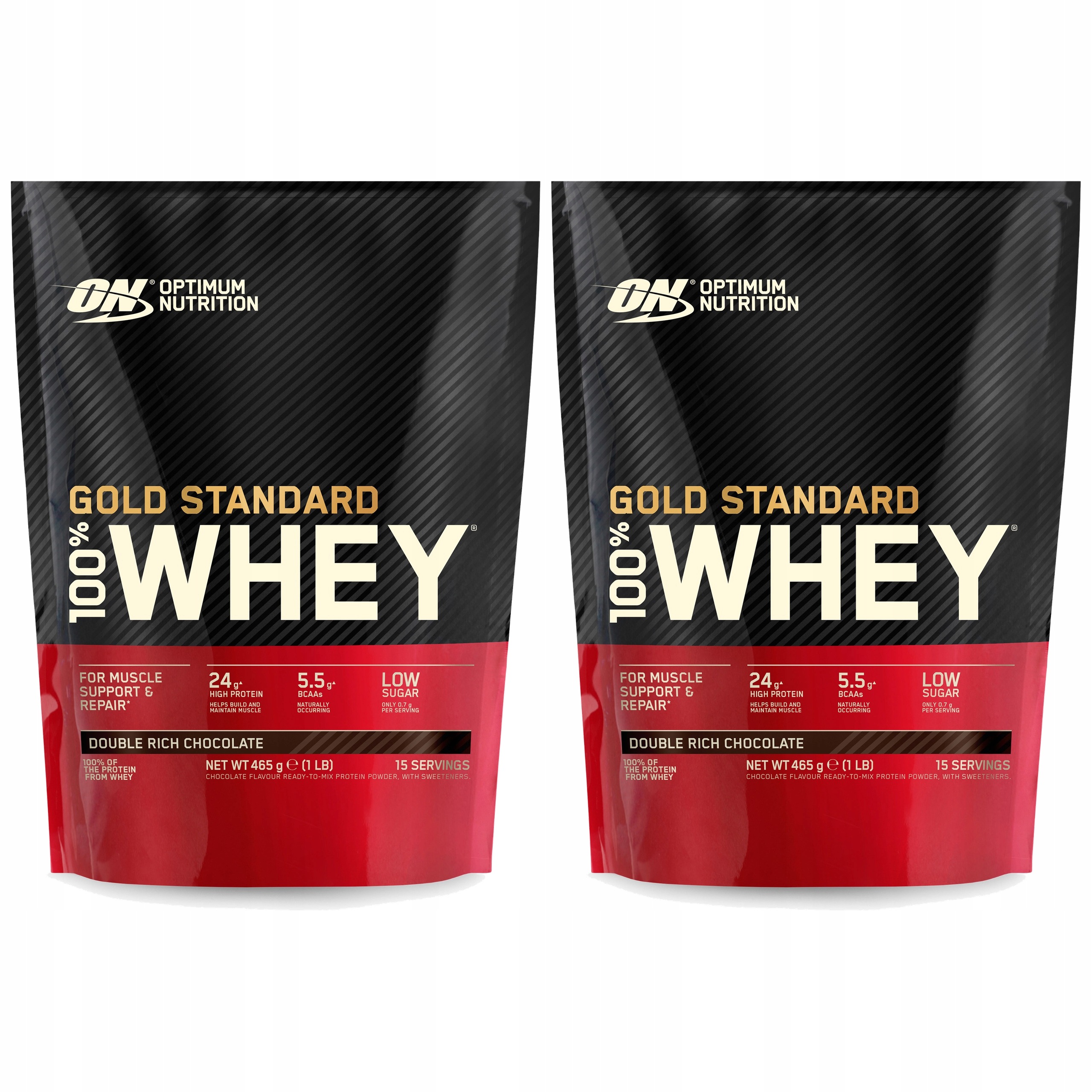 2x Optimum Nutrition Whey Gold Standard 465 g Syrovátkový Protein Čokoláda Wp