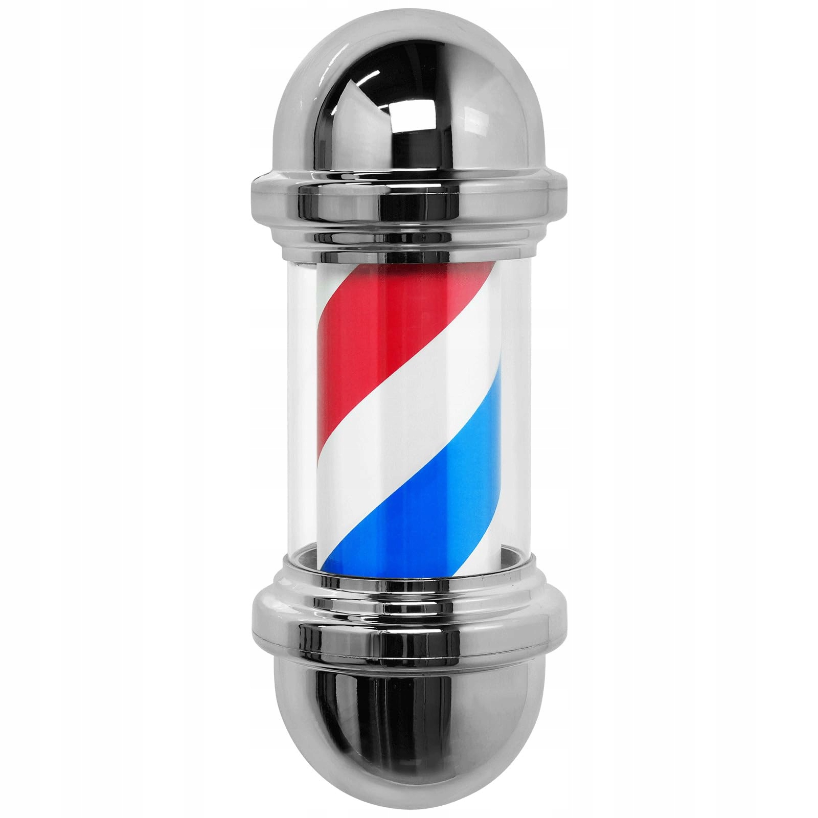 Mini Barber Pole Fryzjerski Szyld Retro Do Barbera Srebrny 40 cm WDZD — miniatura 4
