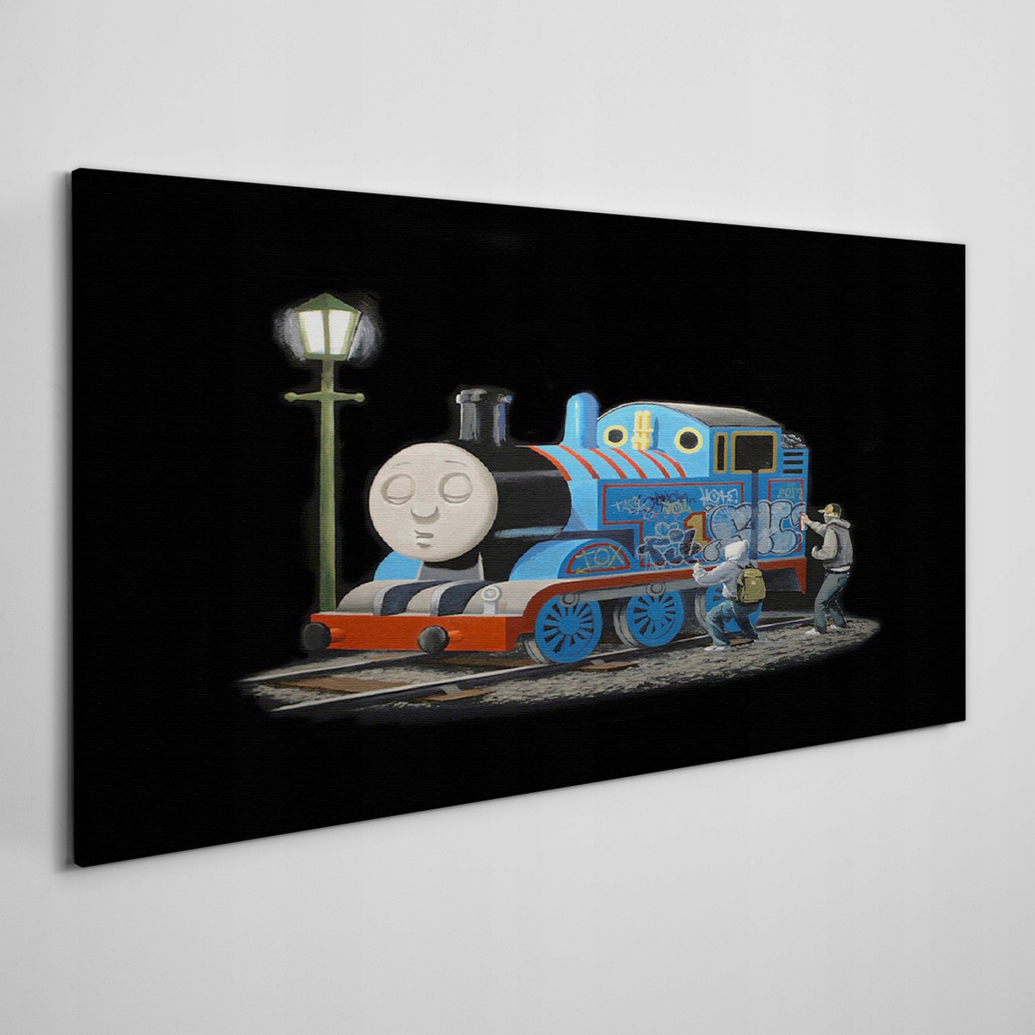 

Obraz na płótnie Lokomotywa Banksy czarny 120x60