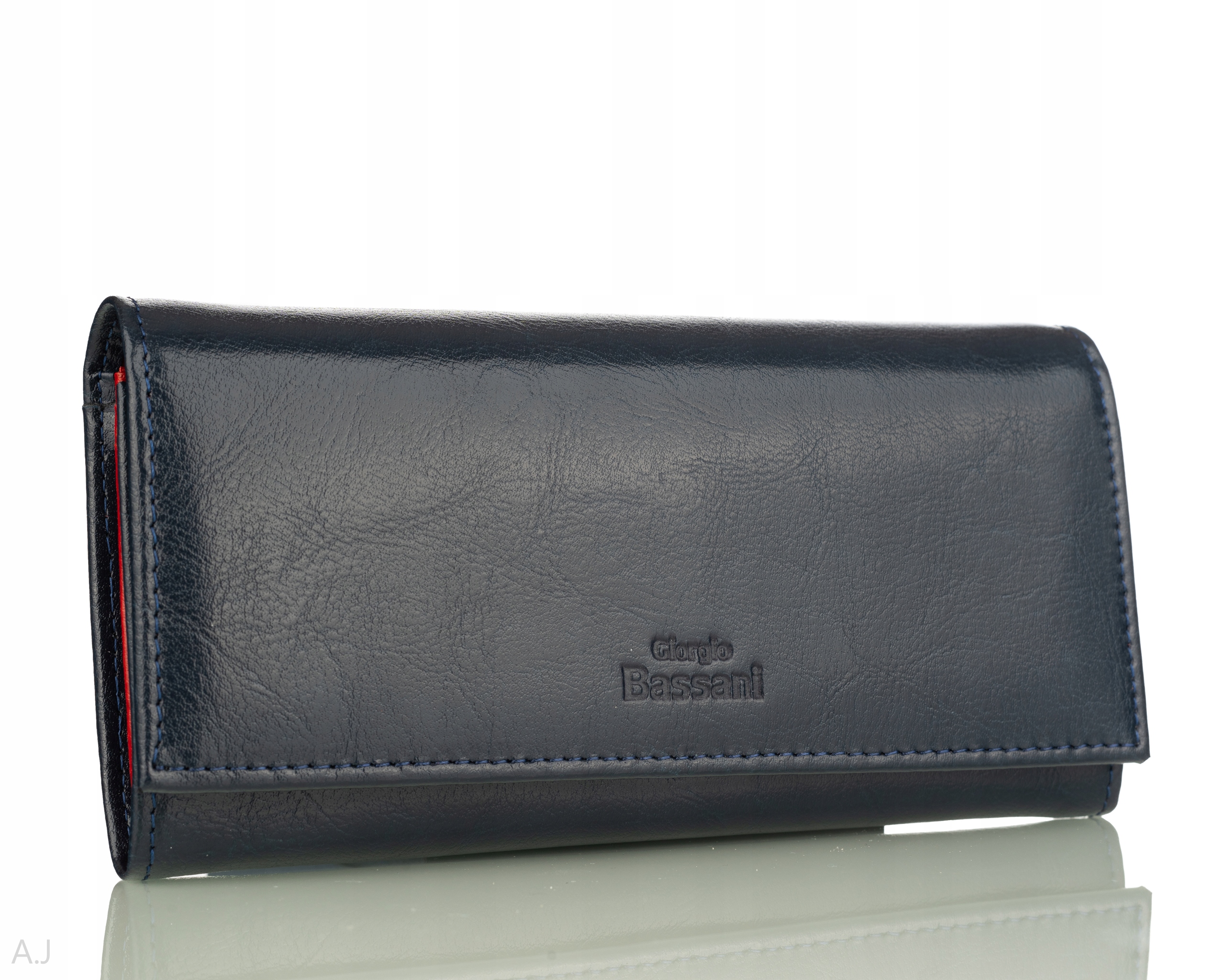 Dámská kožená peněženka z přírodní kůže, velká, prostorná, tmavě modrá, polská