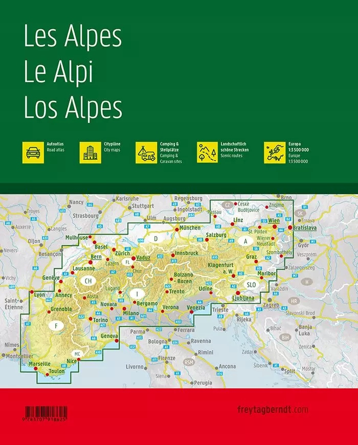 Alpy atlas samochodowy, 1:150 000 Nośnik książka papierowa