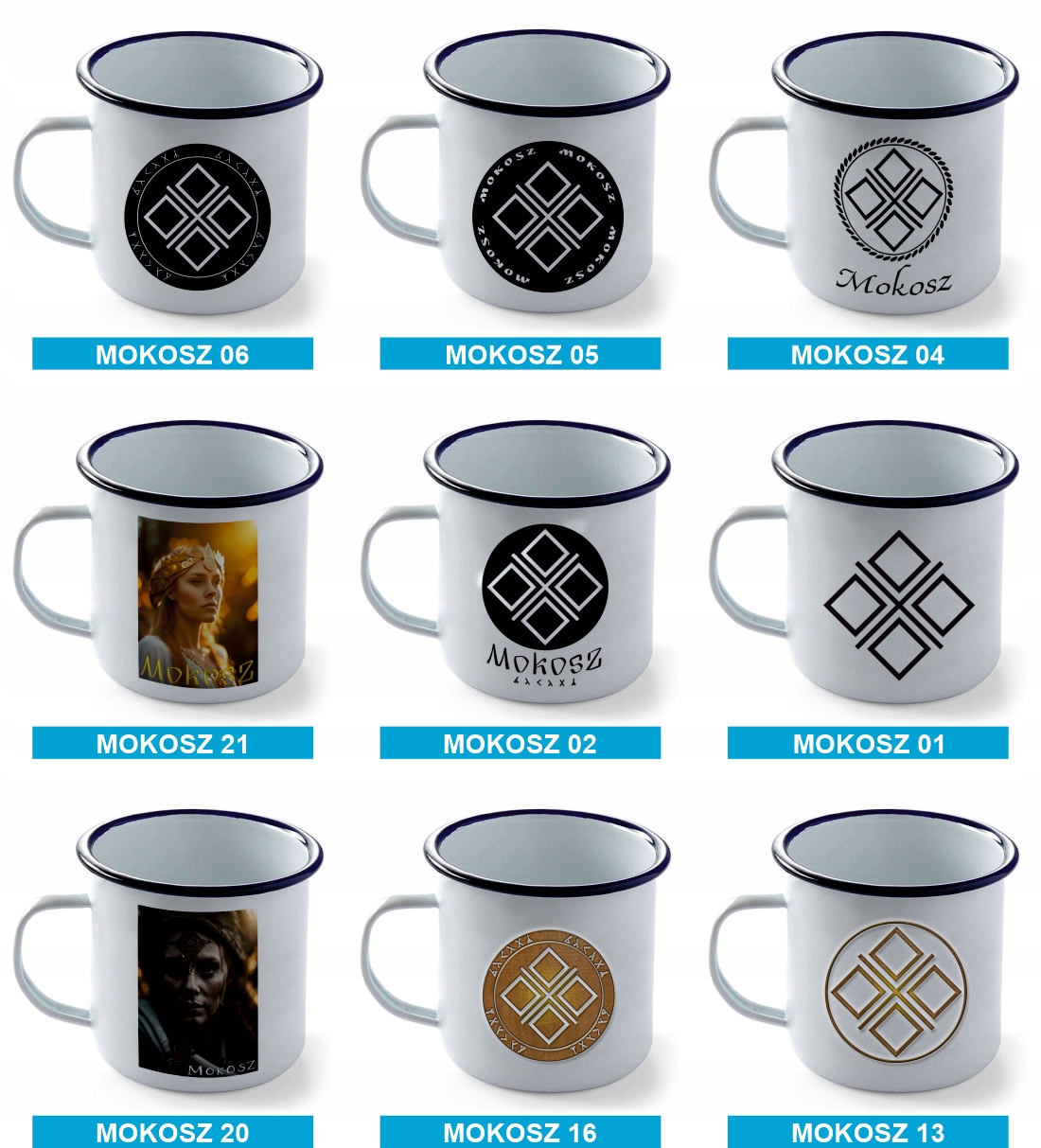 kubek emaliowany wzory - mitologia słowiańska, Perun, Mokosz Pojemność 330 ml