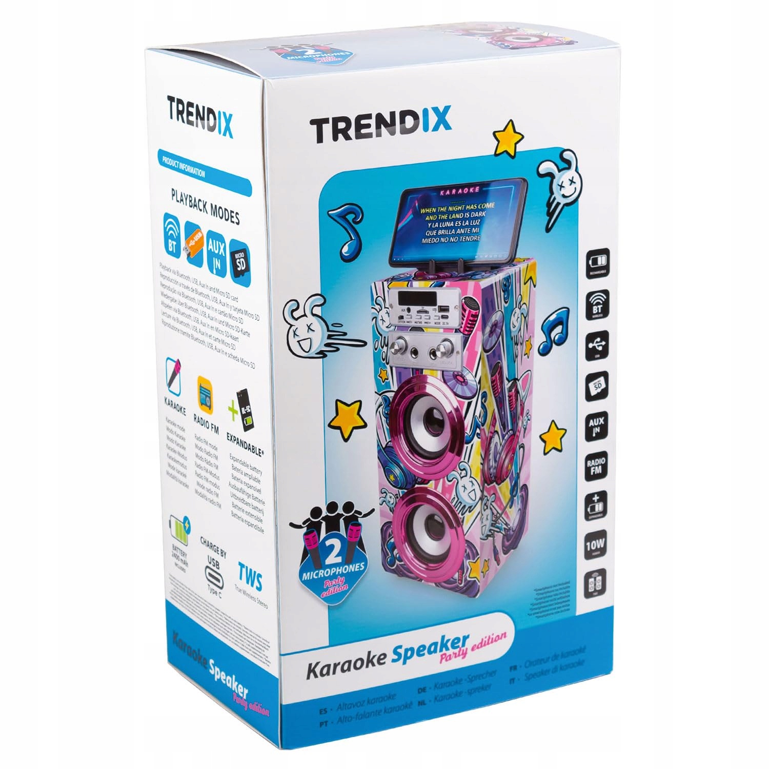 TRENDIX Karaoke Dla Dzieci Różowy Zestaw Z 2 Mikrofonami USB Bluetooth SD — miniatura 9