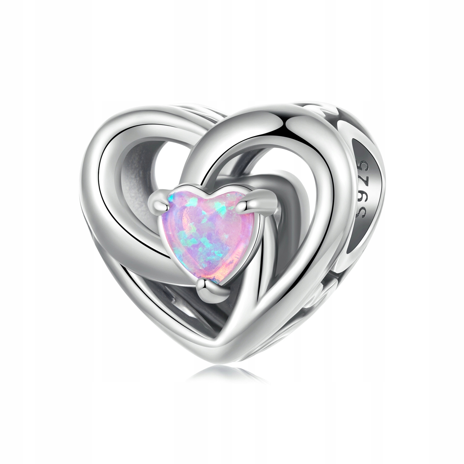 Stříbrný přívěsek Ornamo Zapletené srdce Opal Zkouška 925