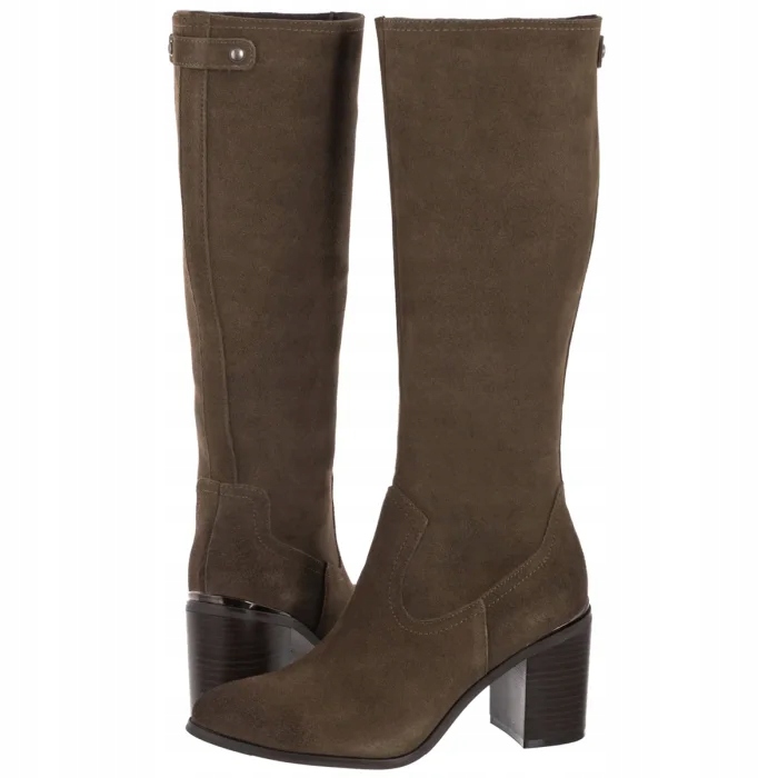 Dámské klasické kozačky Sergio Leone Olivové semišové Kz 25668