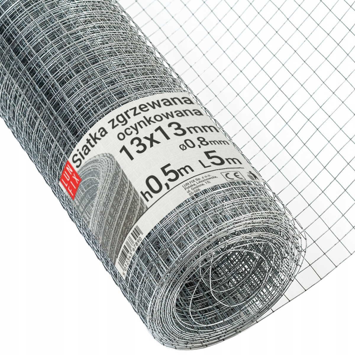 

Siatka zgrzewana 13x13mm fi0,8 ocynk h0,5m 5mb