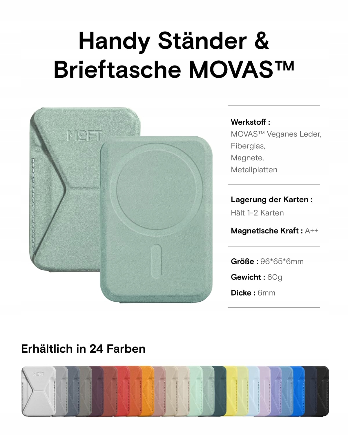 MOFT Magnetyczny Portfel Stojak Na Telefon Skórzany Do iPhone 15 14 13 12 — miniatura 5