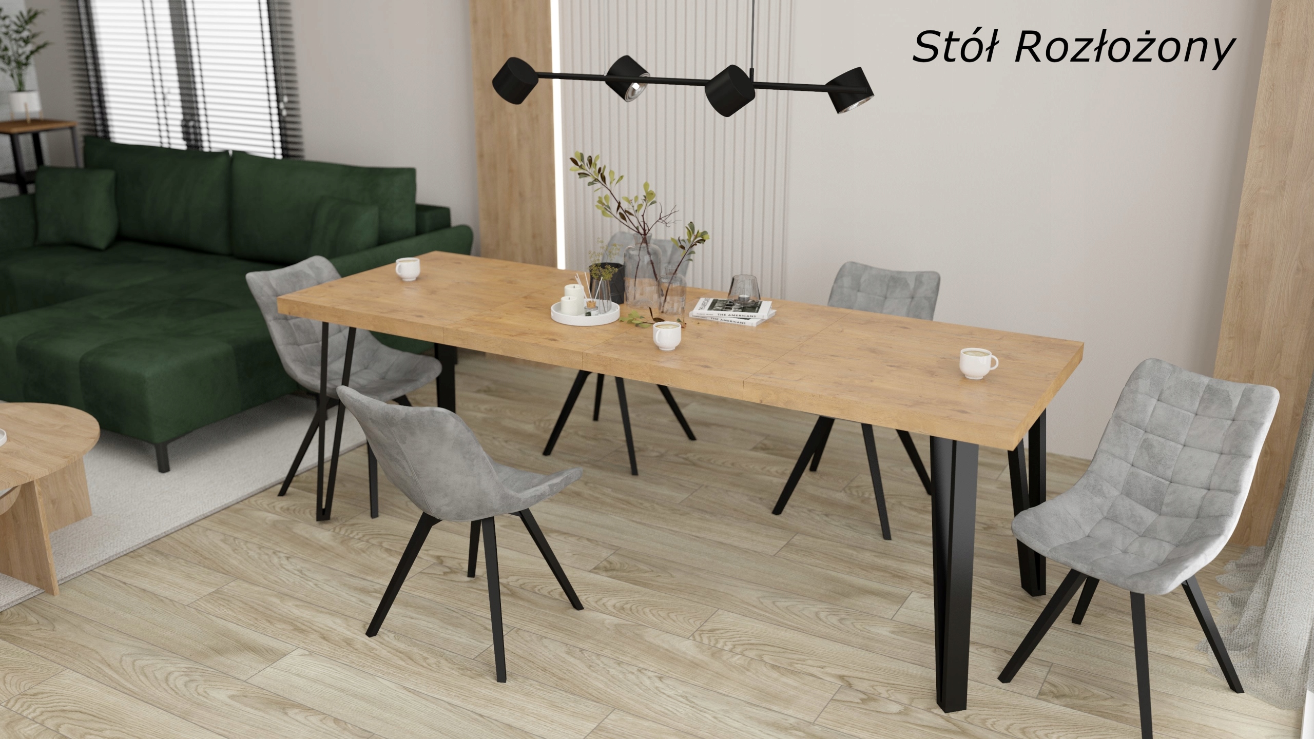 Stół rozkładany VERA, METALOWE NOGI loft nowoczesny 140x80x240 cm Marka inna