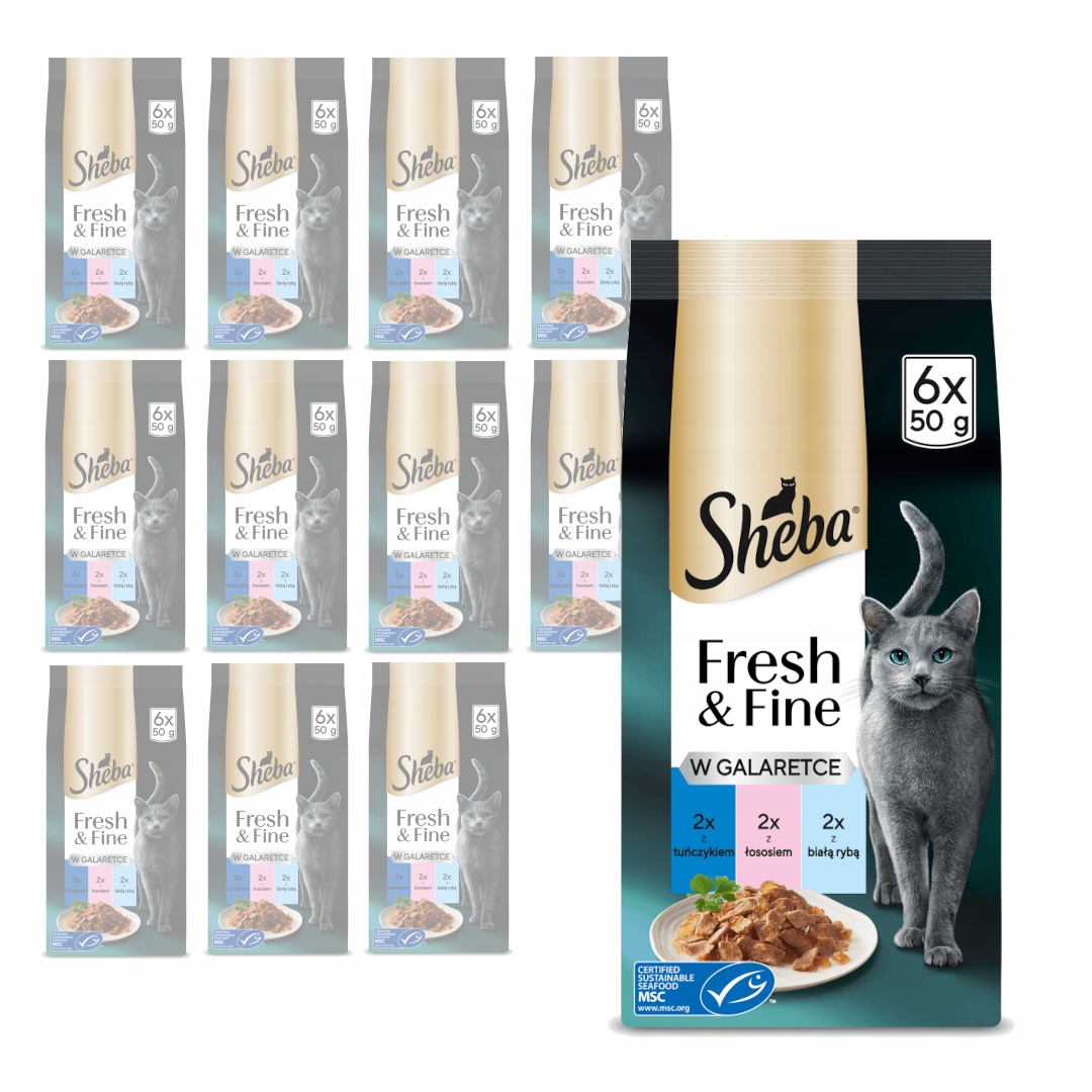 Sheba Fresh&Fine Krmivo pro kočky pro kočky s lososem a tuňákem, bílá ryba