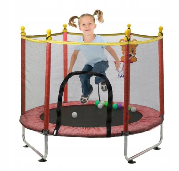 Nowa Trampolina Dziecięca zamykana 140 cm z Siatką i Koszem