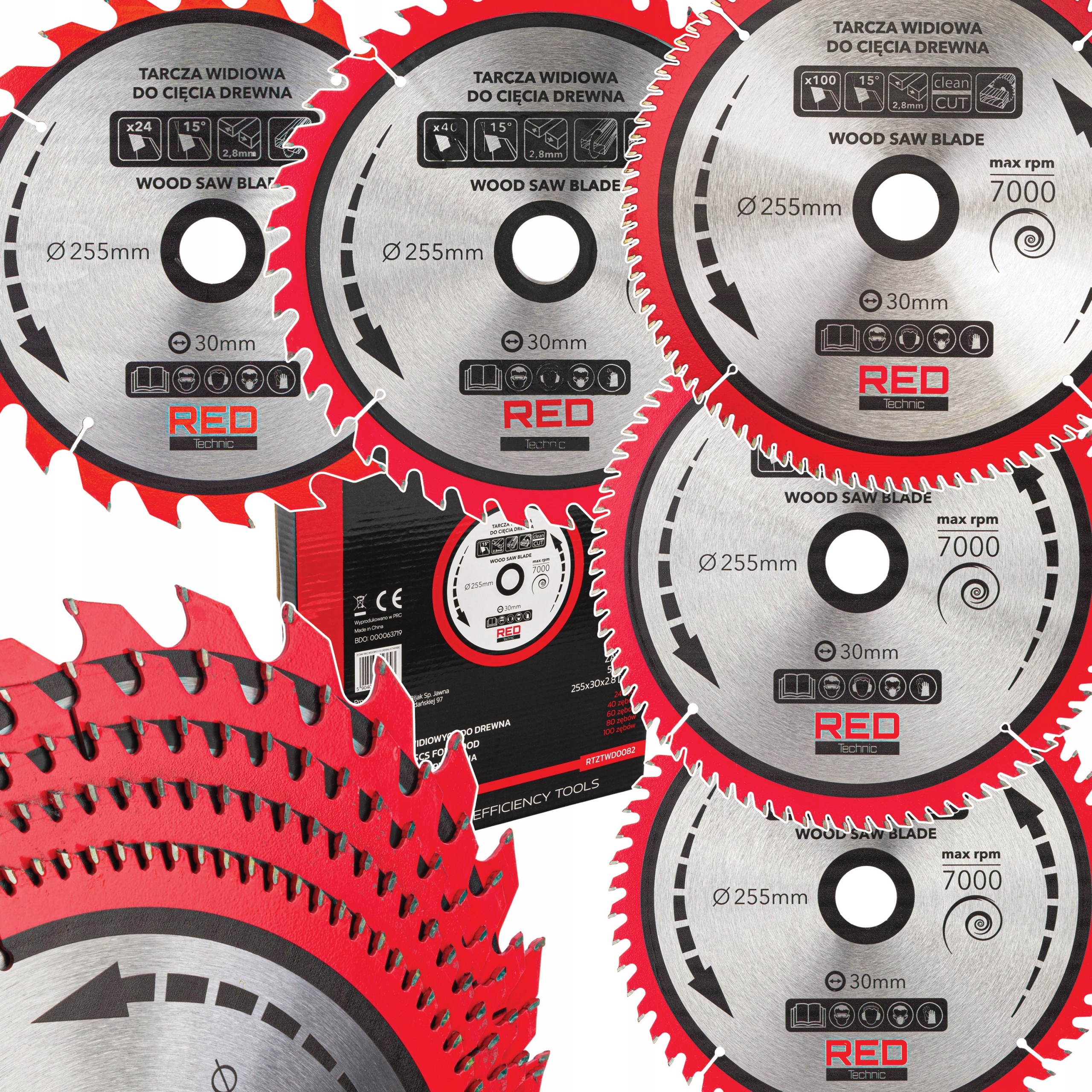 Zestaw 5 Tarcz Tarcza Widiowa Do Drewna Piły Piła 255mm 30mm Cięcia 2,8mm