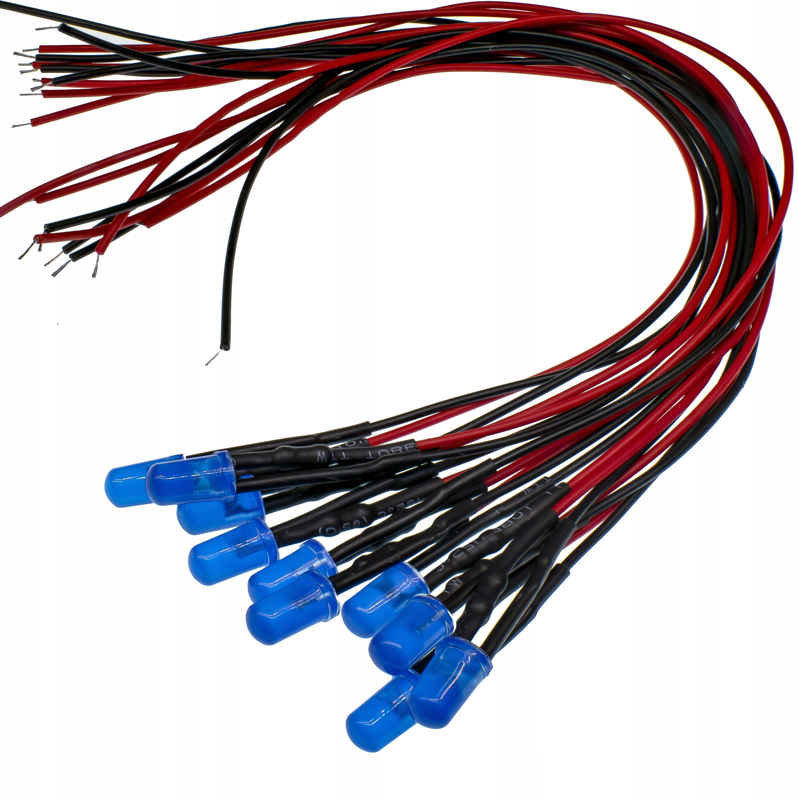 DIODY LED 12V 3mm NIEBIESKIE MAT - przewody długość 20cm | komplet 10 SZT Stan opakowania oryginalne
