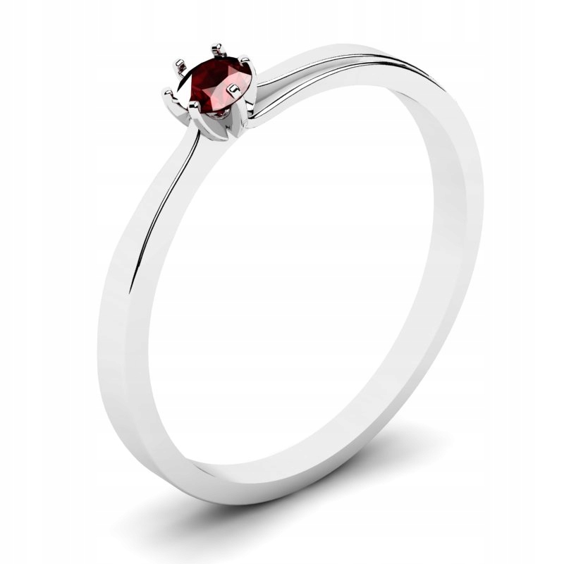 

Pierścionek Z Białego Złota Z Bordową Cyrkonią 3MM