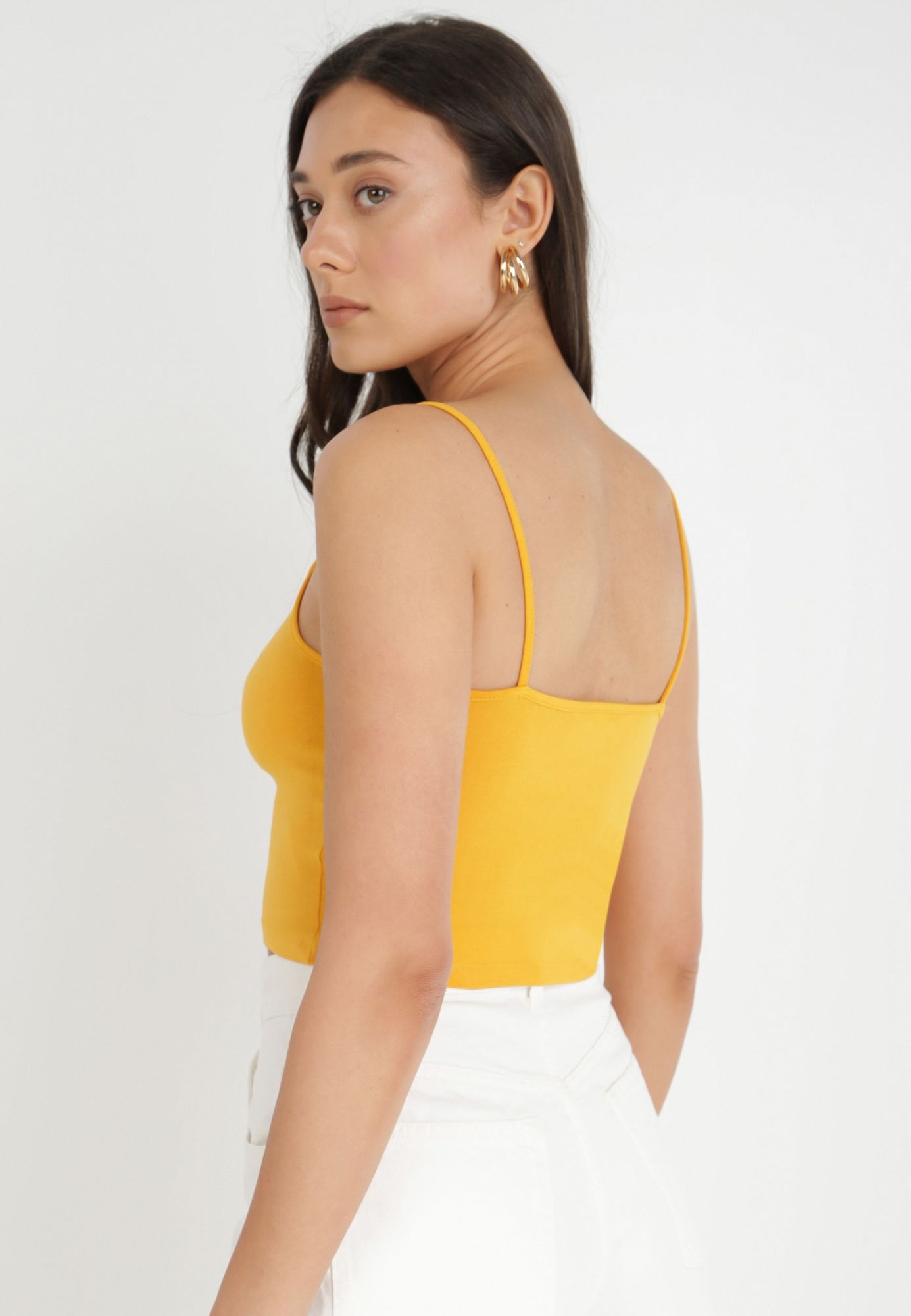 Born2Be Żółty Top damski M Wzór dominujący bez wzoru