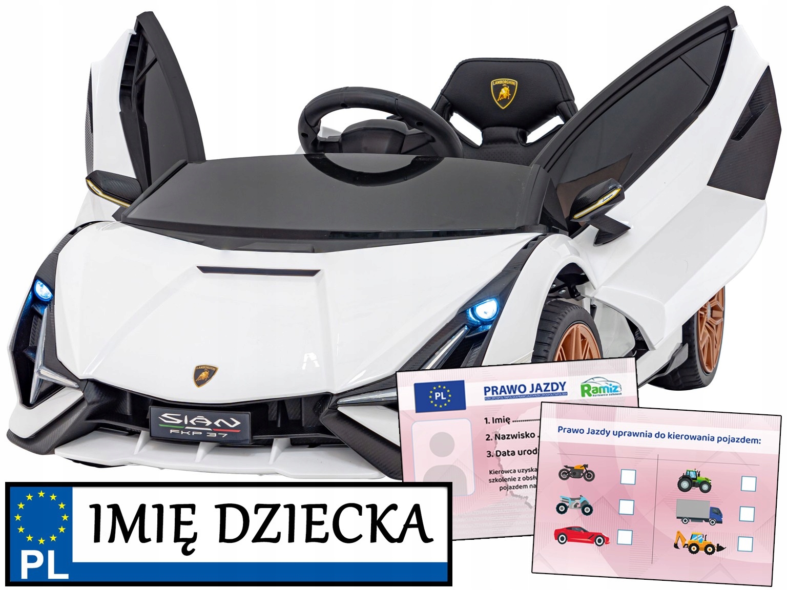 auto na akumulator Lamborghini Sian pilot dla rodzica Napęd 4x4