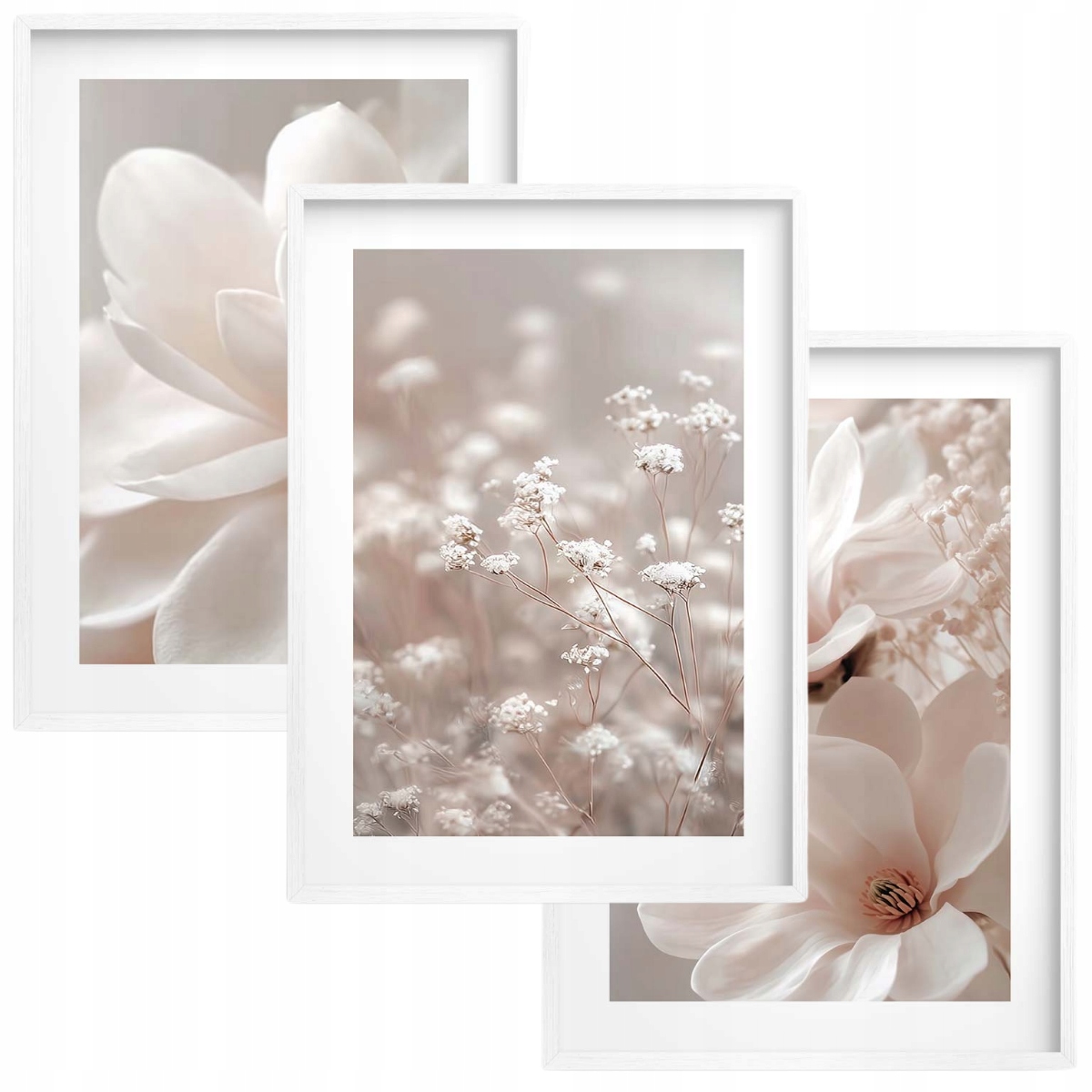 Plakaty na ścianę w białej ramie Obrazy ścienne do salonu sypialni Kwiaty