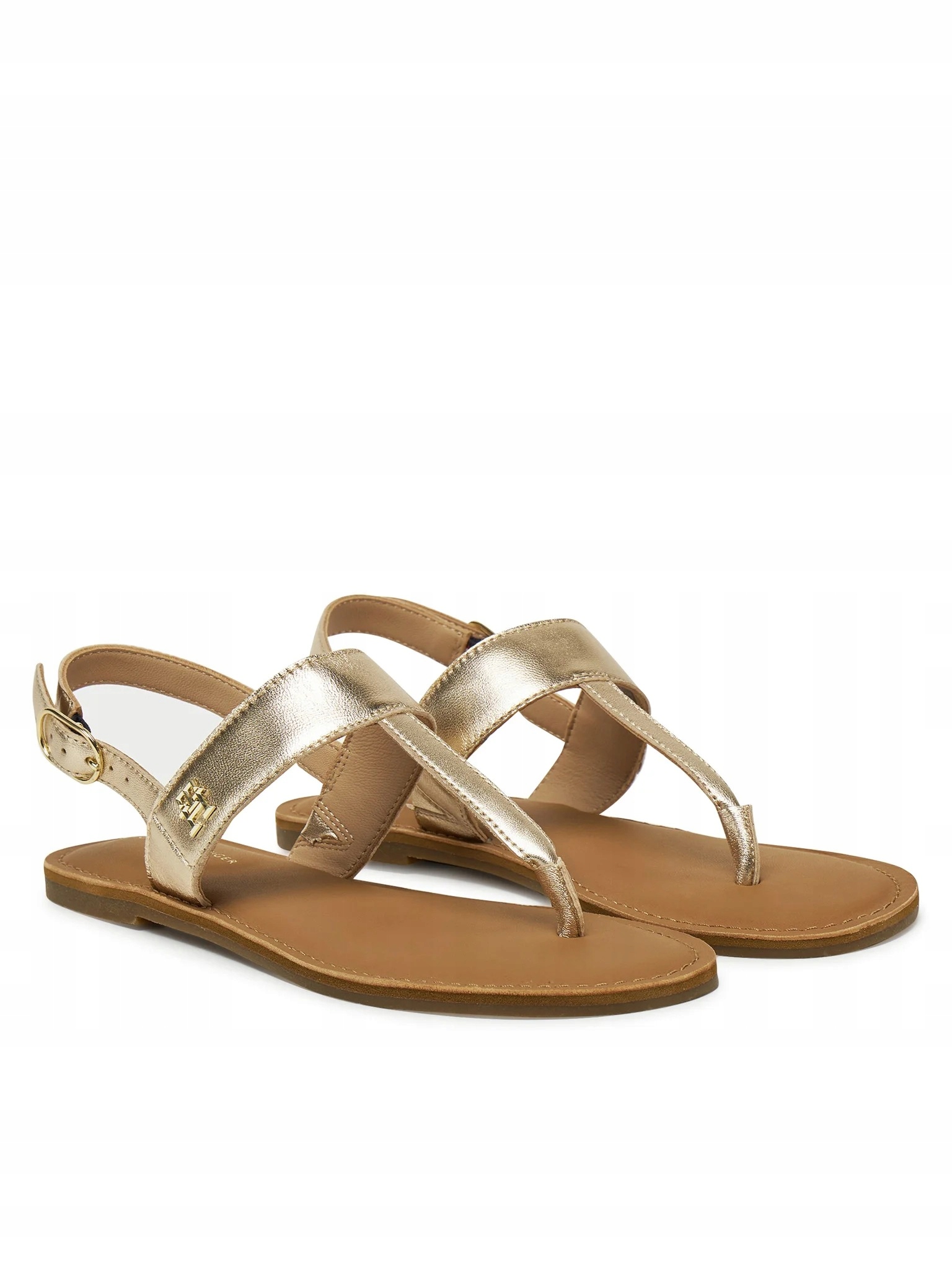 Tommy Hilfiger Zlaté Klasické Sandály S Logem A Páskem 41 6 G
