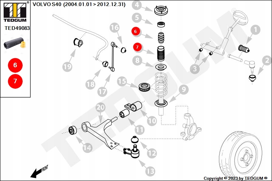 ODBOJNIK AMORTYZATORA PRZEDNIEGO LEWY PRAWY OSŁONA FORD MAZDA VOLVO Waga produktu 0.12 kg