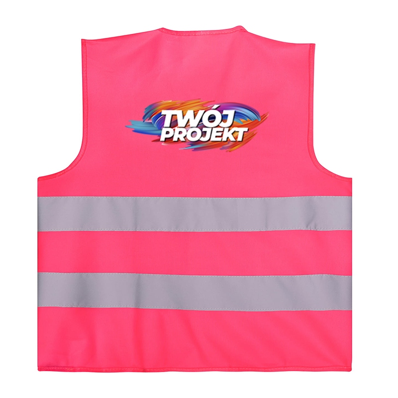 

Kamizelka Różowa odblaskowa z Twoim Logo
