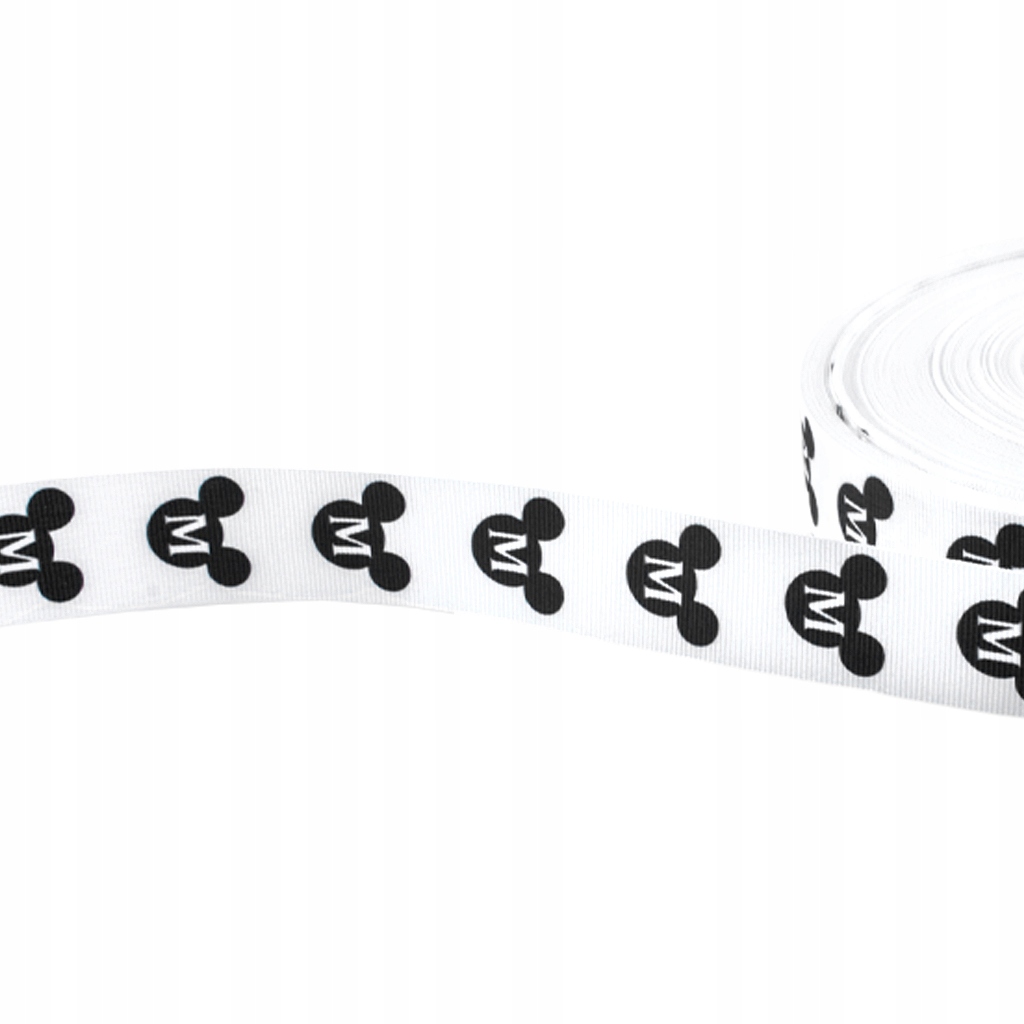 Taśma rypsowa 30MM Myszka 1MB biała 2363