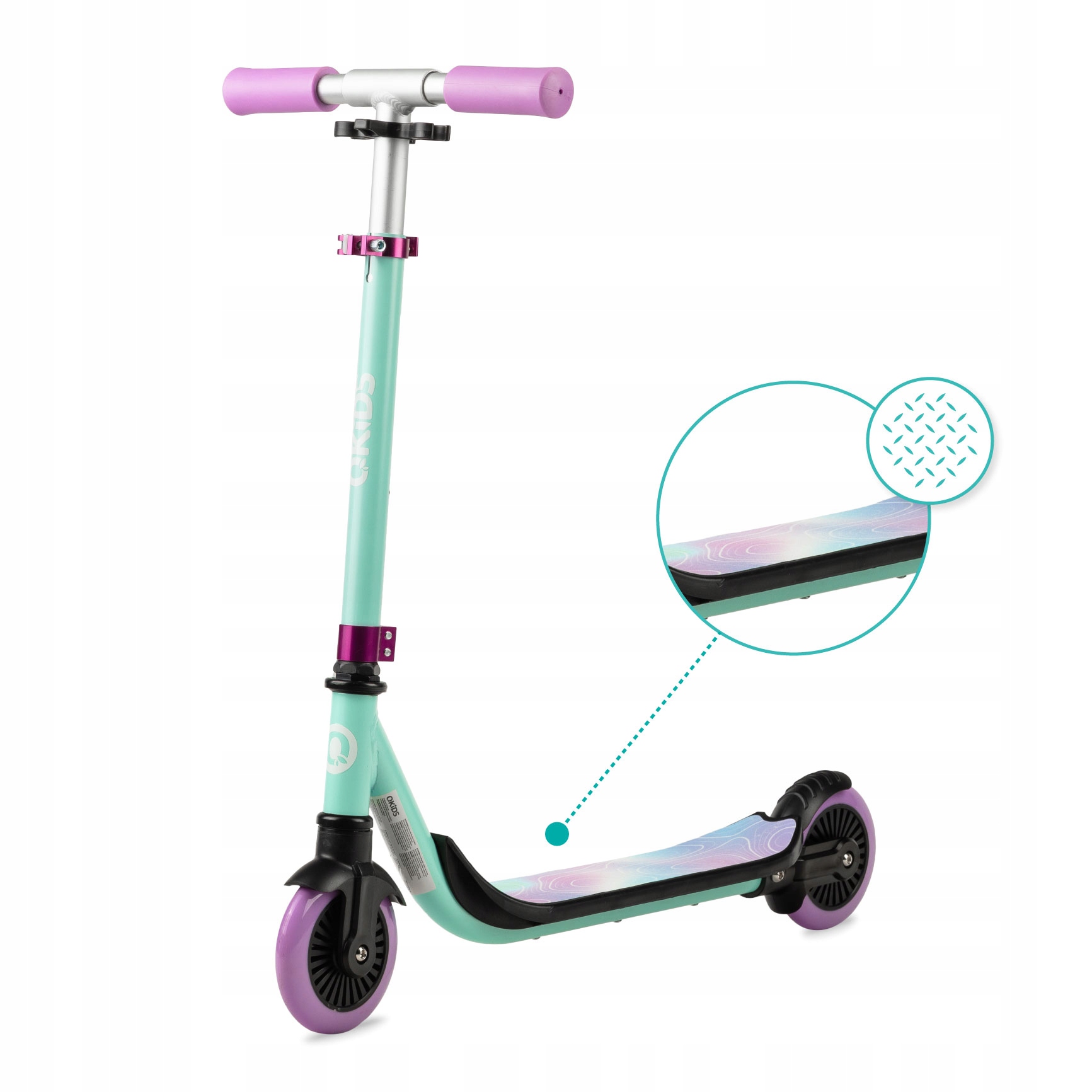 QKIDS BRO HULAJNOGA ALUMINIOWA GRADIENT PASTEL RÓŻOWO ZIELONA