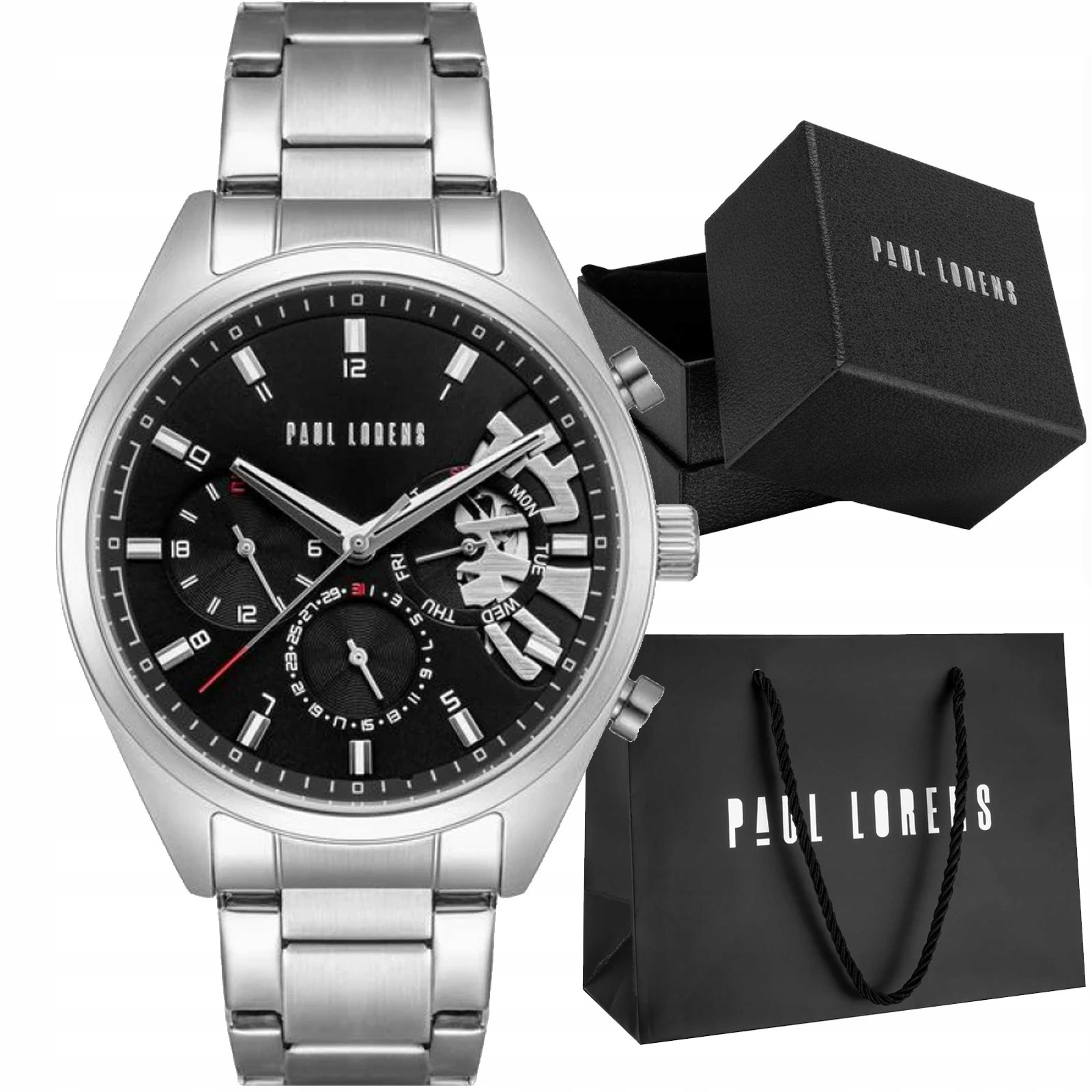 Pánské hodinky Paul Lorens PL20003B-1C1 Denní Doba, Den, Týden V Měsíci