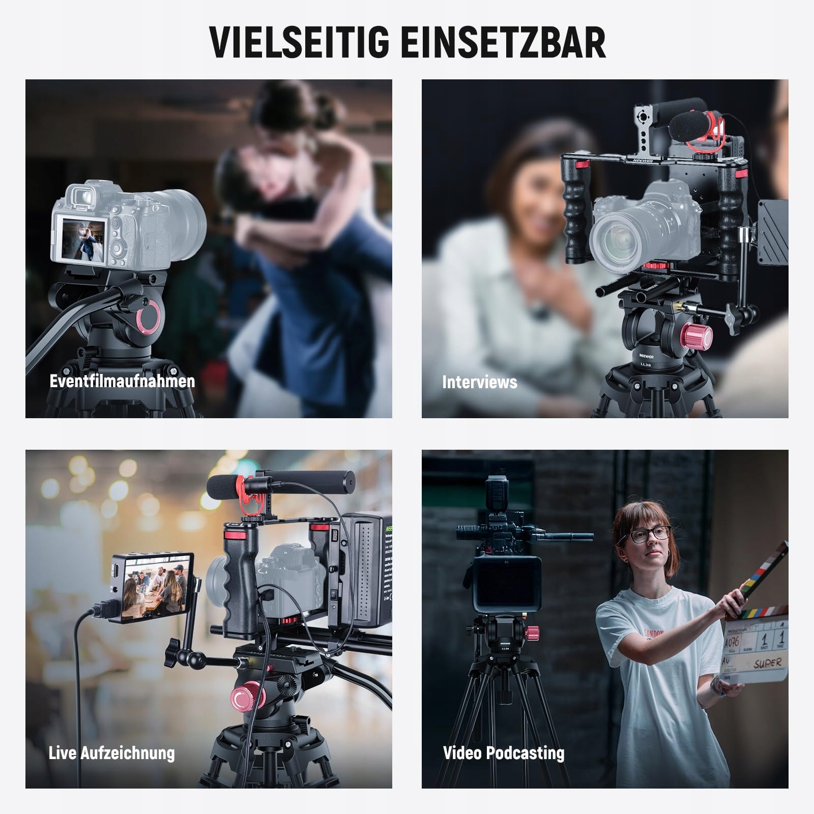 NEEWER Statyw Video 2m z Głowicą Fluidową do DSLR Canon Nikon Sony — miniatura 8