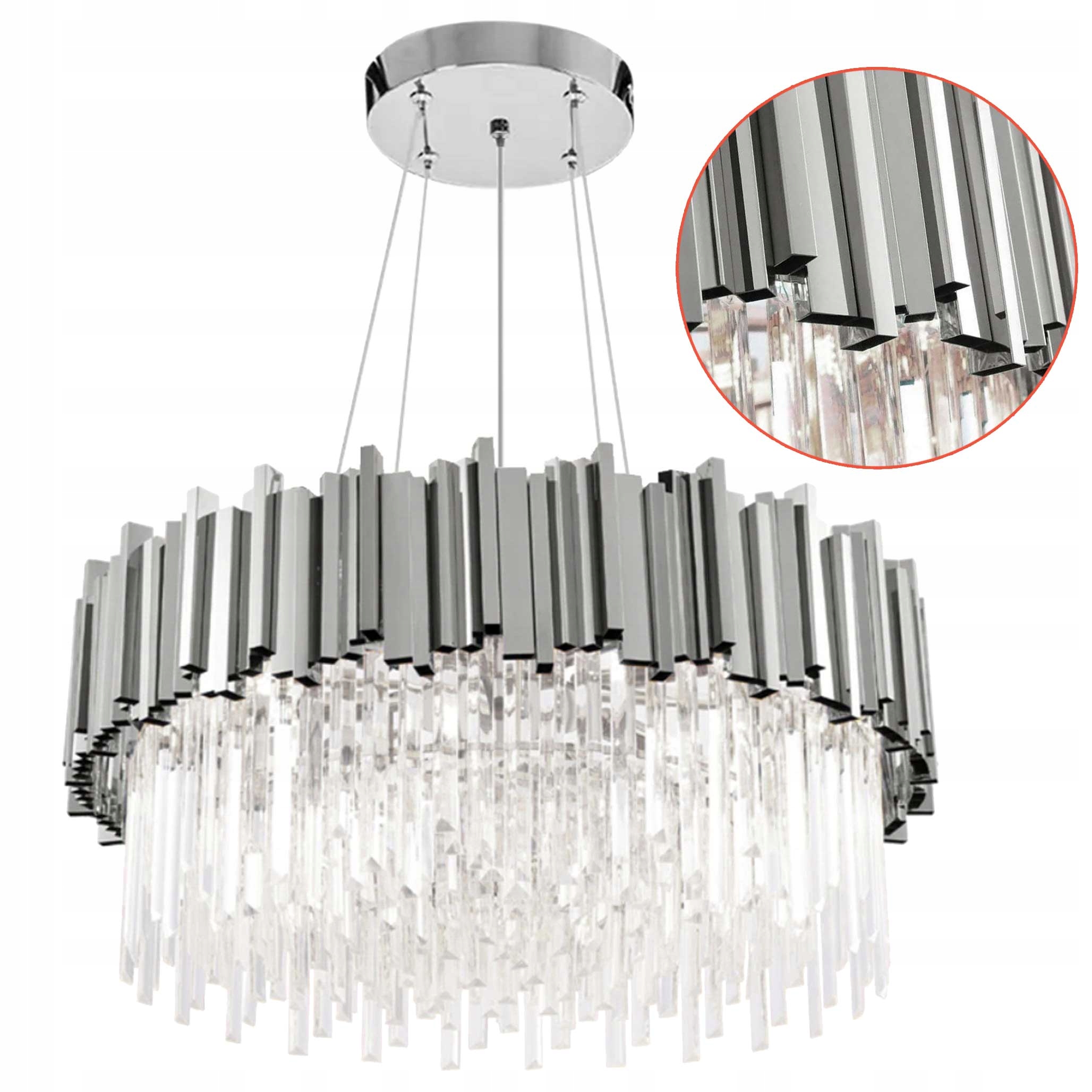 Křišťálové Stropní Svítidlo stříbrné 40 cm Stropní Svítidlo závěsný chrom s krystaly