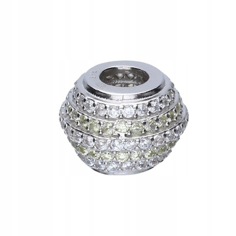 Stříbrný přívěsek Bead 925 válec zdobený bíložlutými zirkony dárek