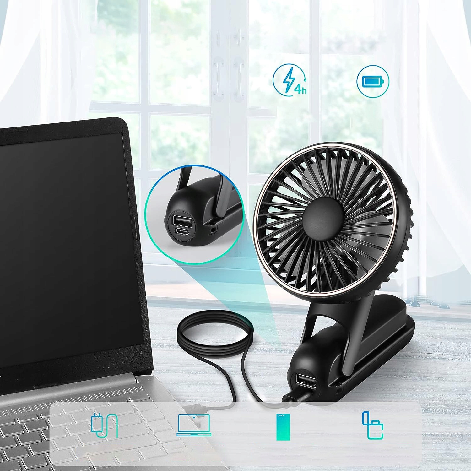 MINI WENTYLATOR WIATRAK STOJĄCY WIATRACZEK RĘCZNY SKŁADANY USB 5 TRYBÓW Rodzaj wentylatora mini