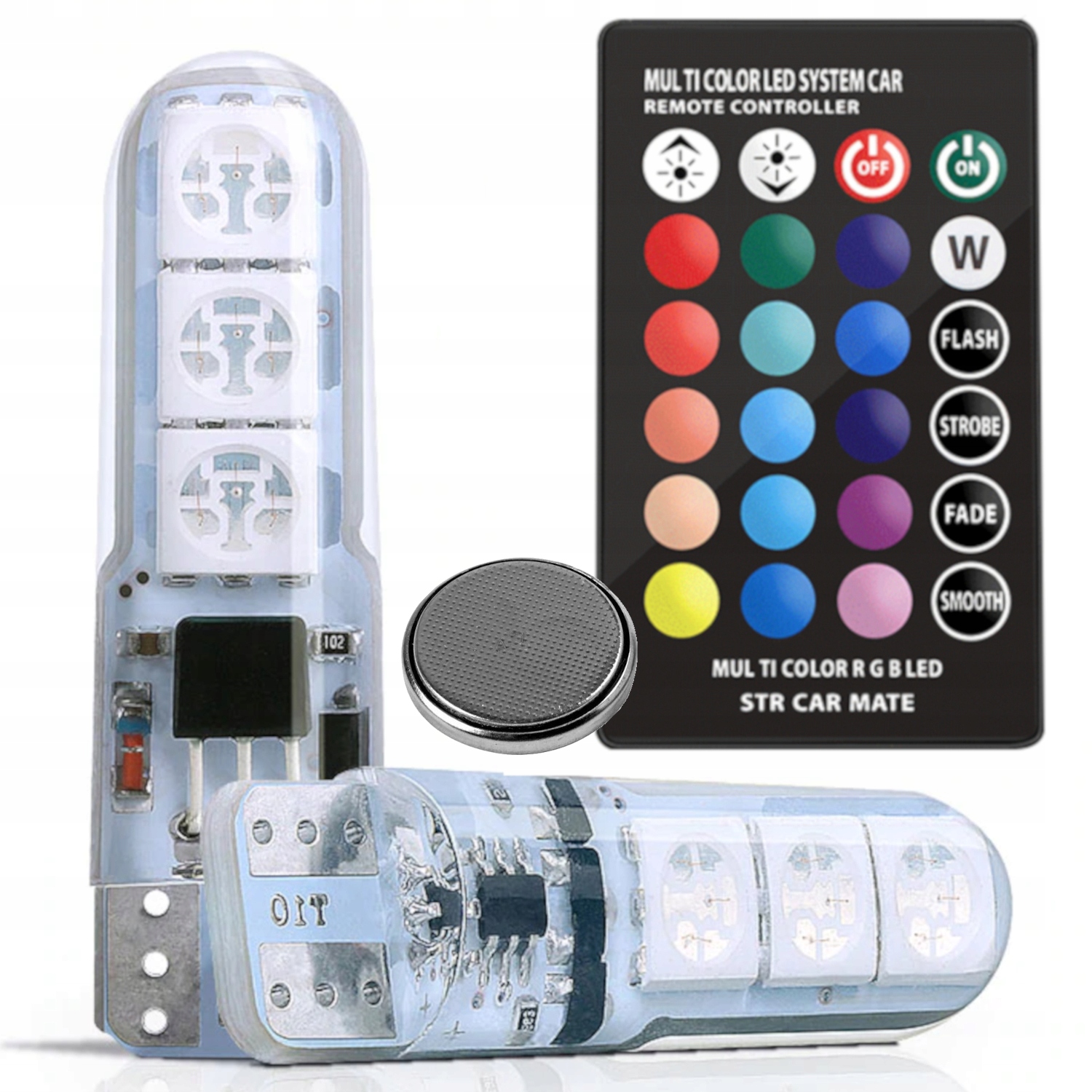 

Zestaw Żarówek W5W Led Rgb Postojowe Wnętrza Pilot
