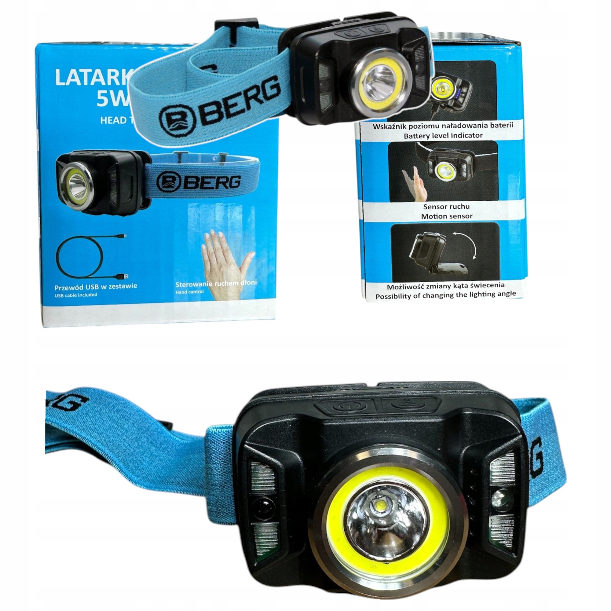 Latarka Czołowa Czołówka 5W Sensor Berg B070000006