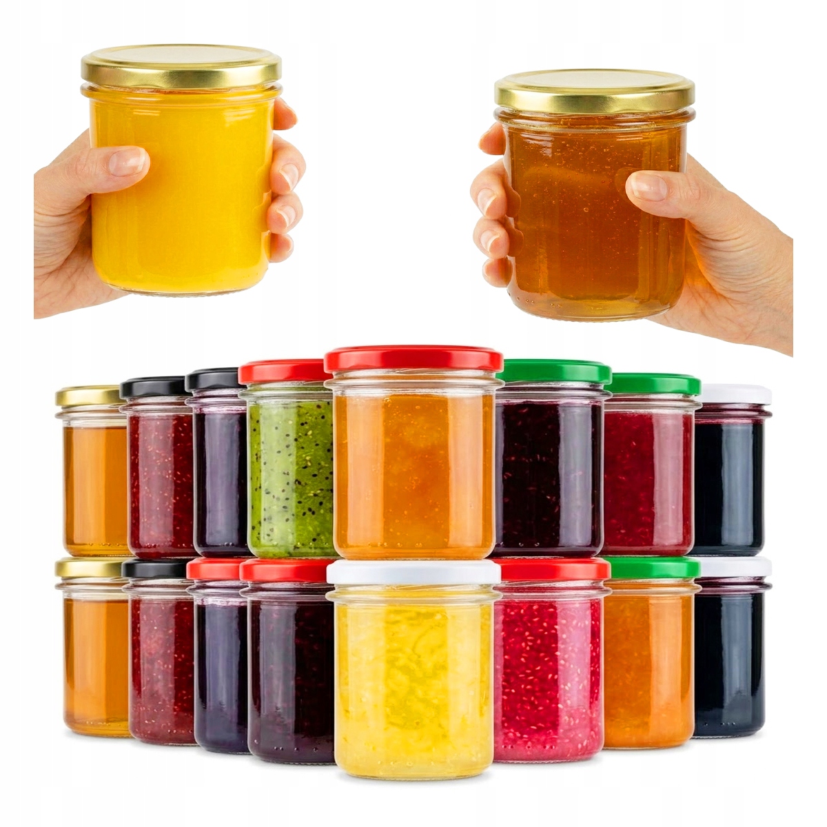 50 x Zavařovací Sklenice 350 ml Sklenice Na Med Džem Maso Paštika Zavařeniny