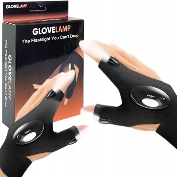RĘKAWICZKI LED ŚWIECĄCE RĘKAWICE LED GLOVE LAMP 2 SZTUKI UNIWERSALNE Kolor dominujący czarny