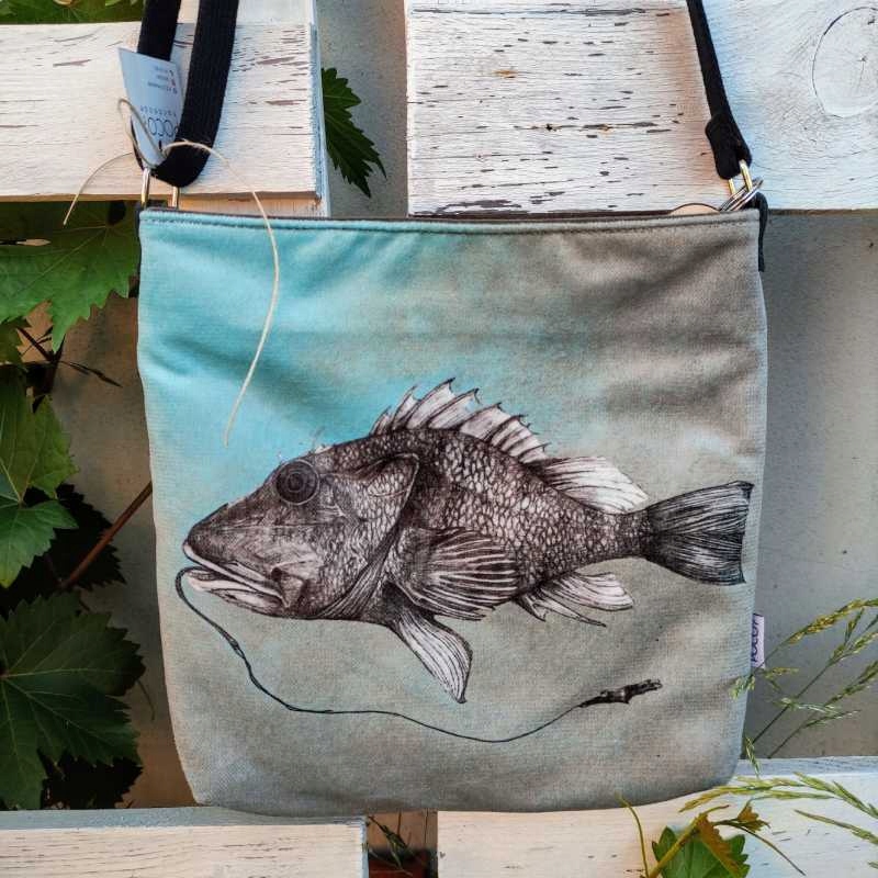 Kabelka s potiskem Ryba Tyrkysová, malá kabelka