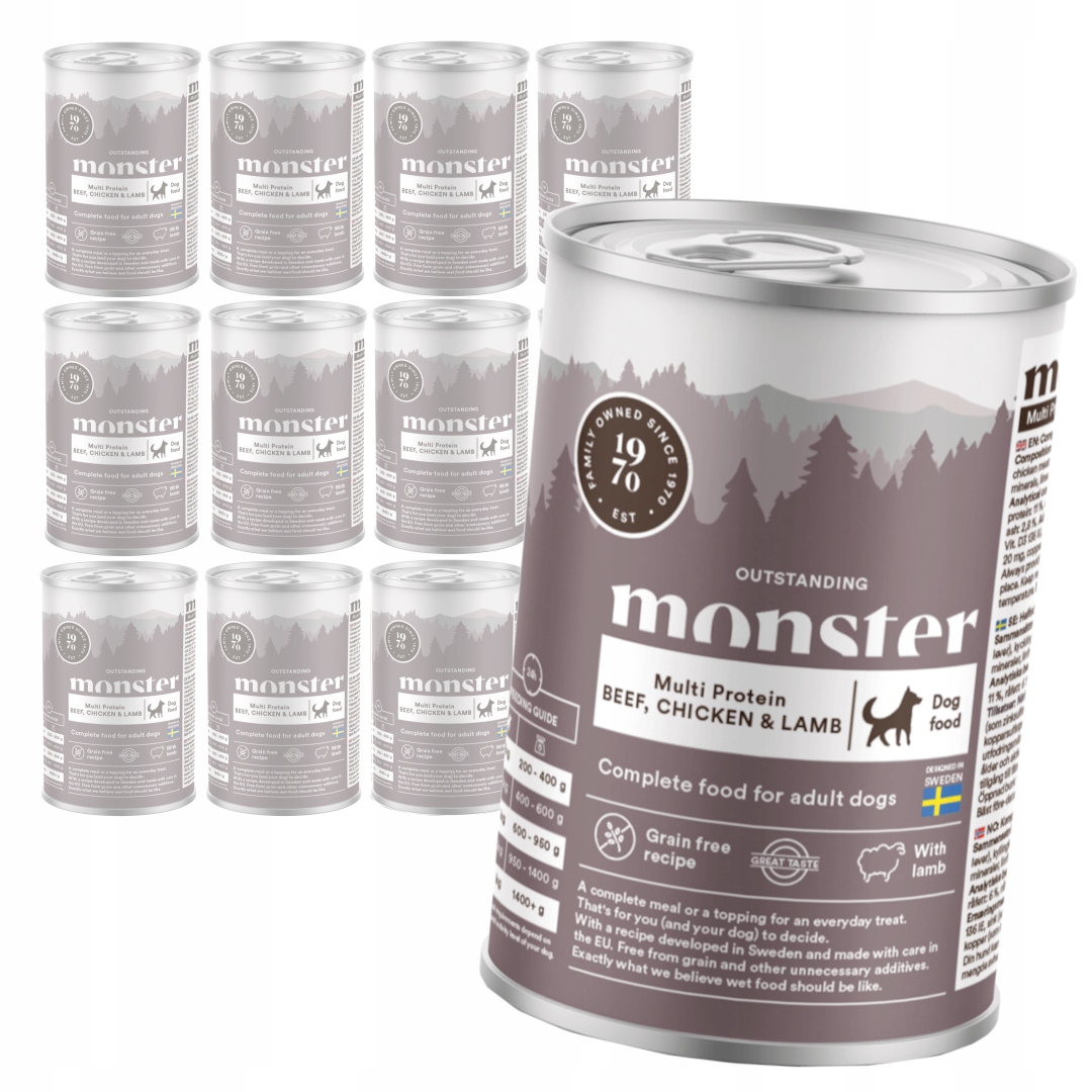 Monster Dog Multi Protein 12x400g Krmivo pro psa Hovězí kuře Jehněčí maso