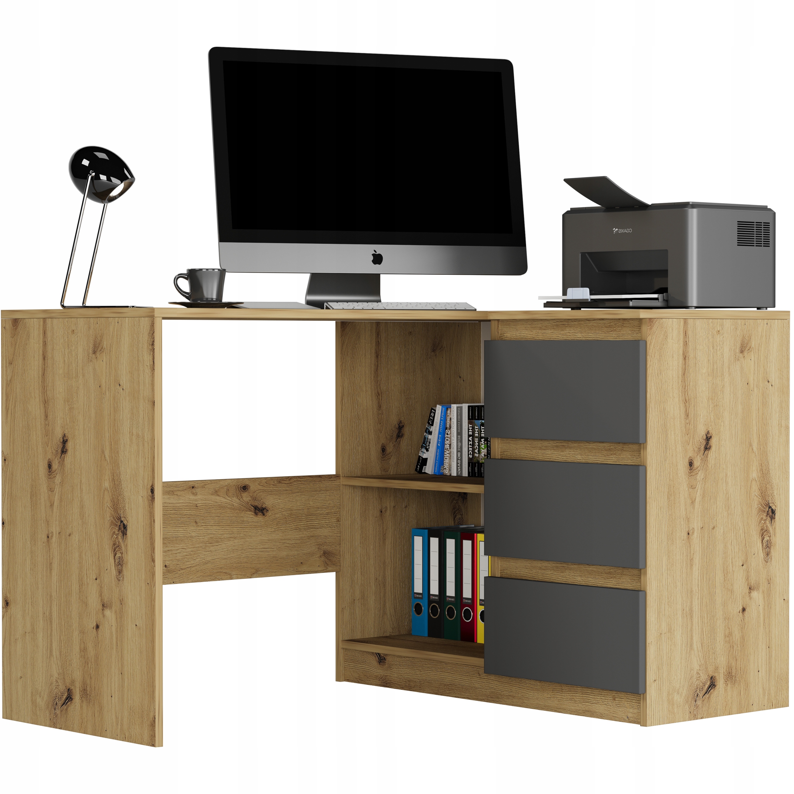 MEBLE BIURKO NAROŻNE KOMPUTER PRAWE artisan mix antracyt N-4P