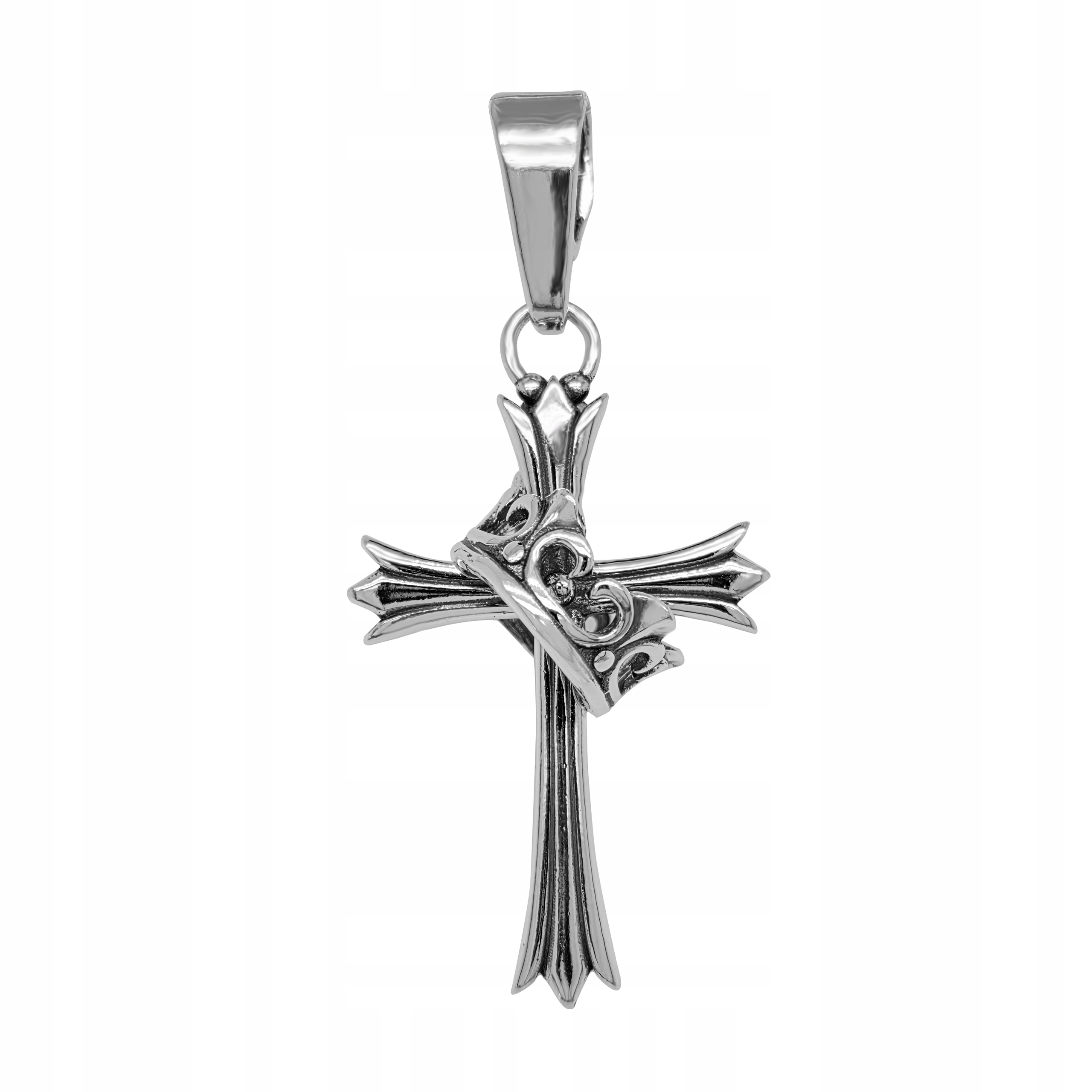 Křížek stříbro 925 Oxidovaný kříž s korunou Symbol Kristova milosrdenství
