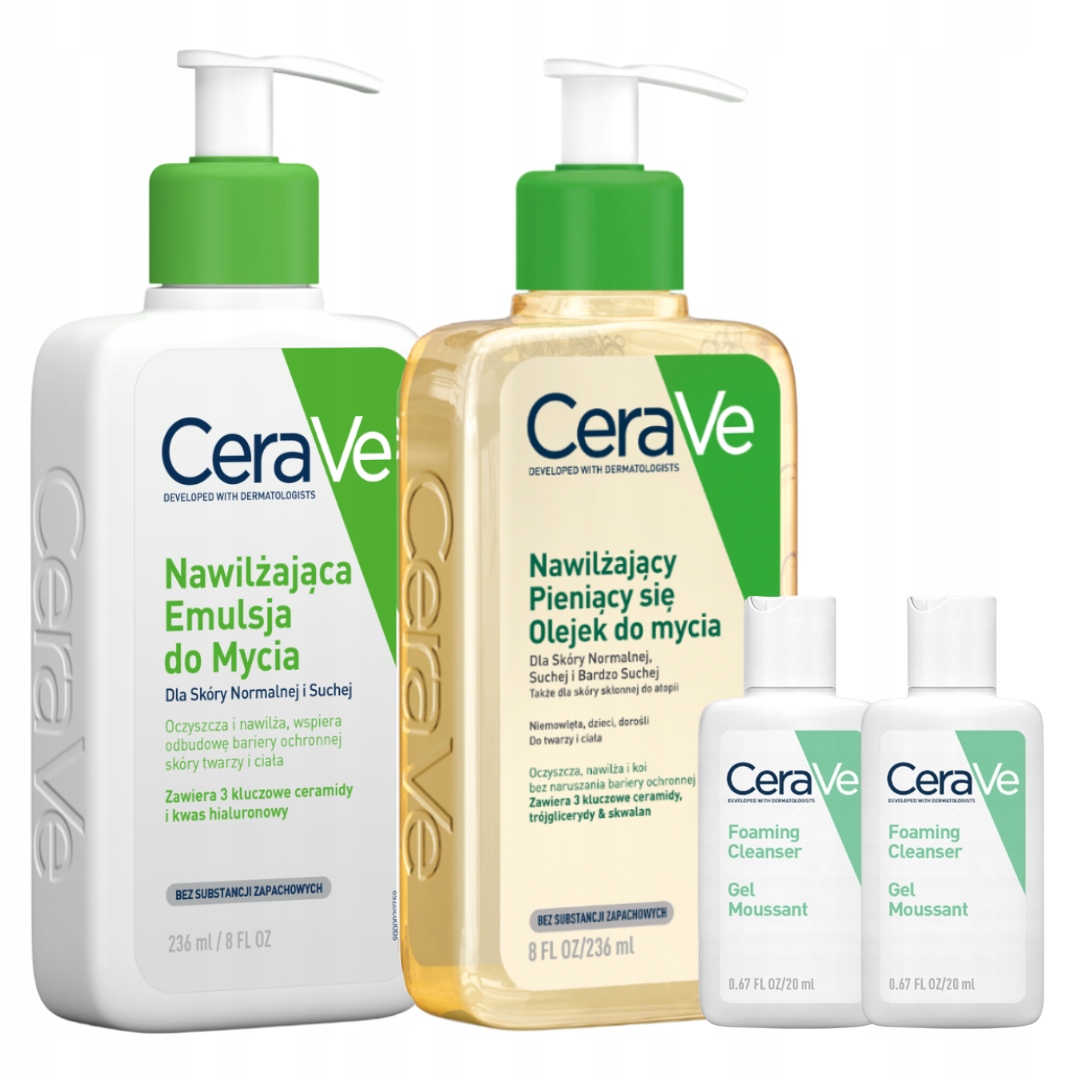CeraVe Emulsja Nawilżająca do Mycia 236ml, Olejek do Ciała 236ml